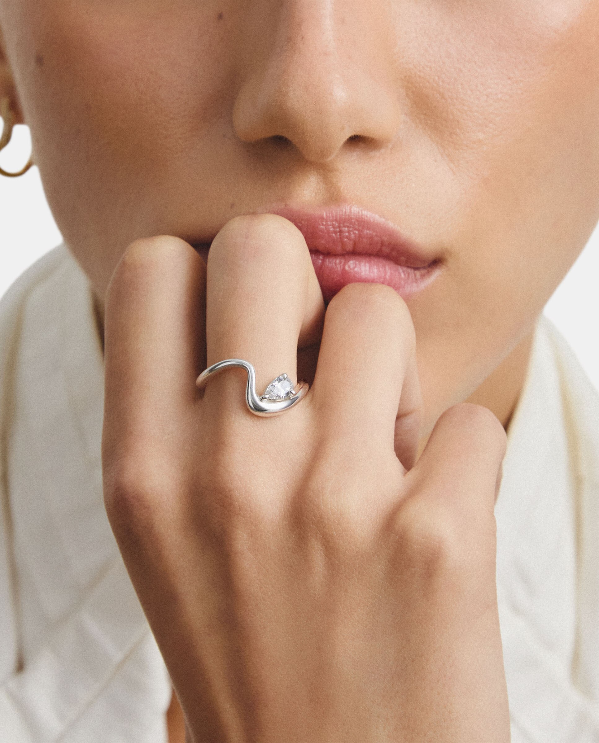 Anillo con circonita blanca en forma de gota - Thomas Sabo - Plata Plata-3