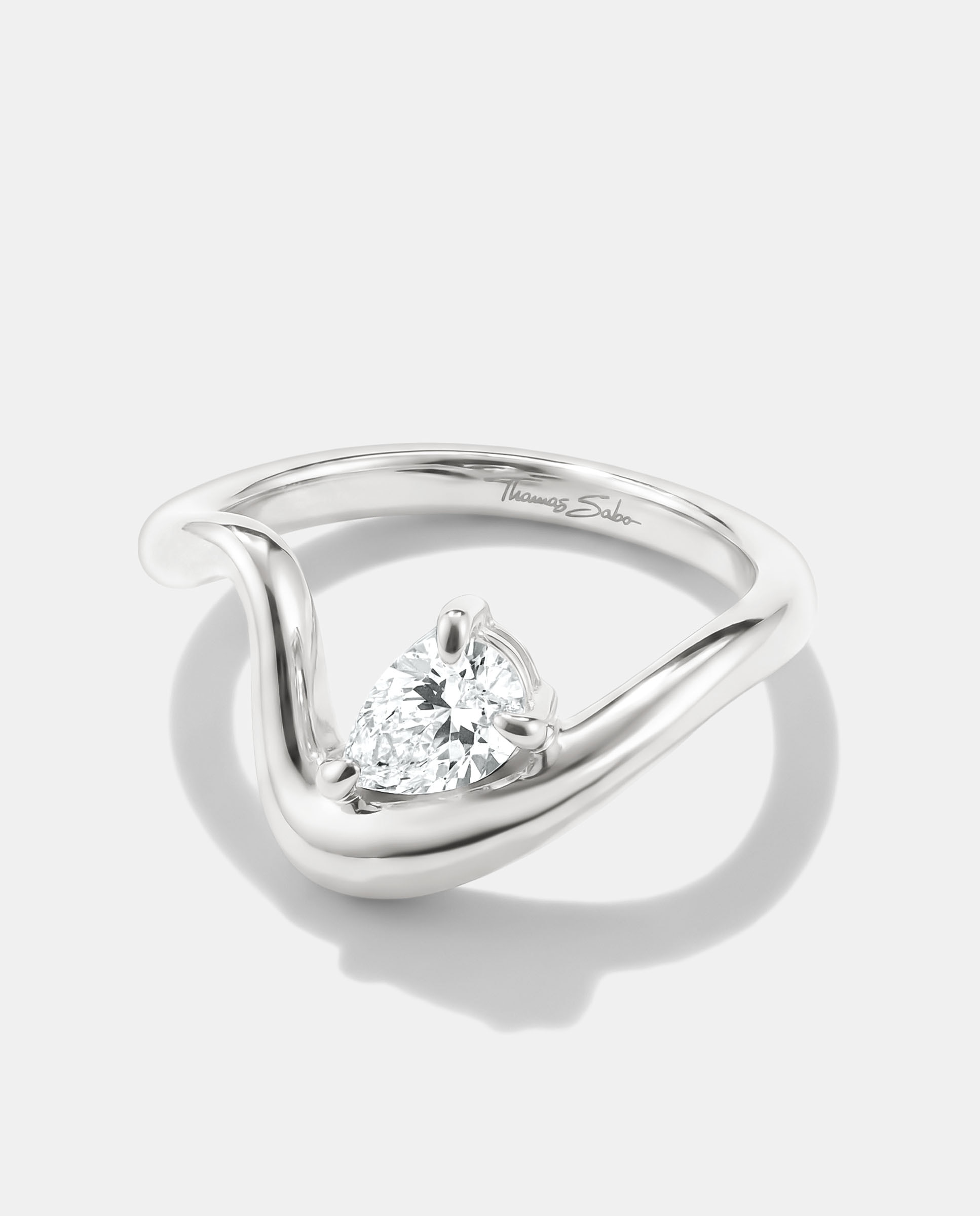 Anillo con circonita blanca en forma de gota - Thomas Sabo - Plata Plata-2