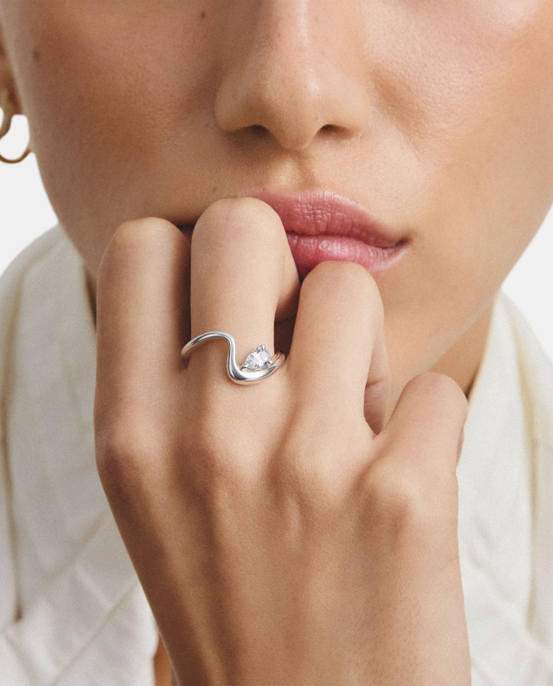 Anillo con circonita blanca en forma de gota - Thomas Sabo - Plata Plata-3