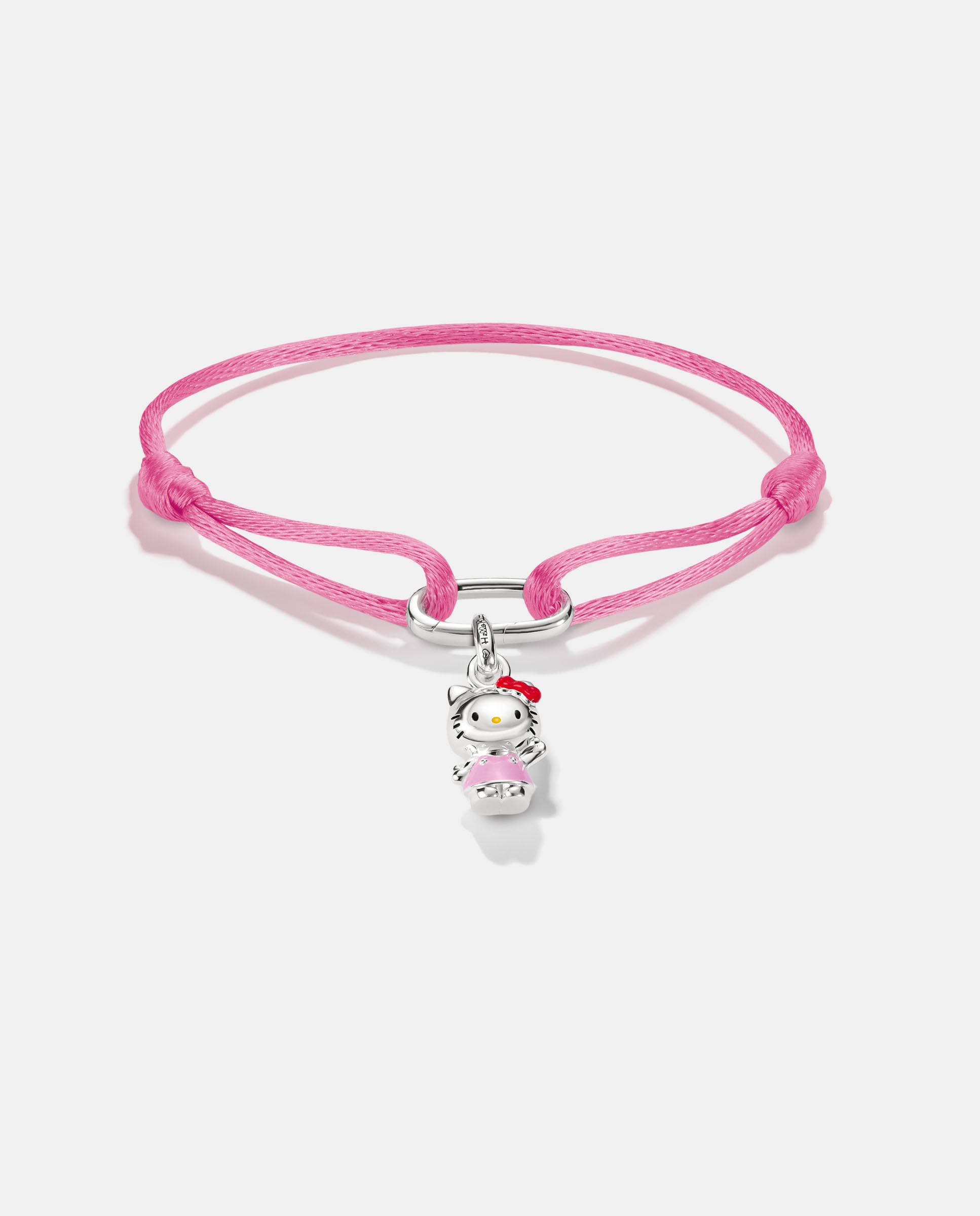 Imagen 1 de Hello kitty pulsera textil rosa con charm – connect Plata