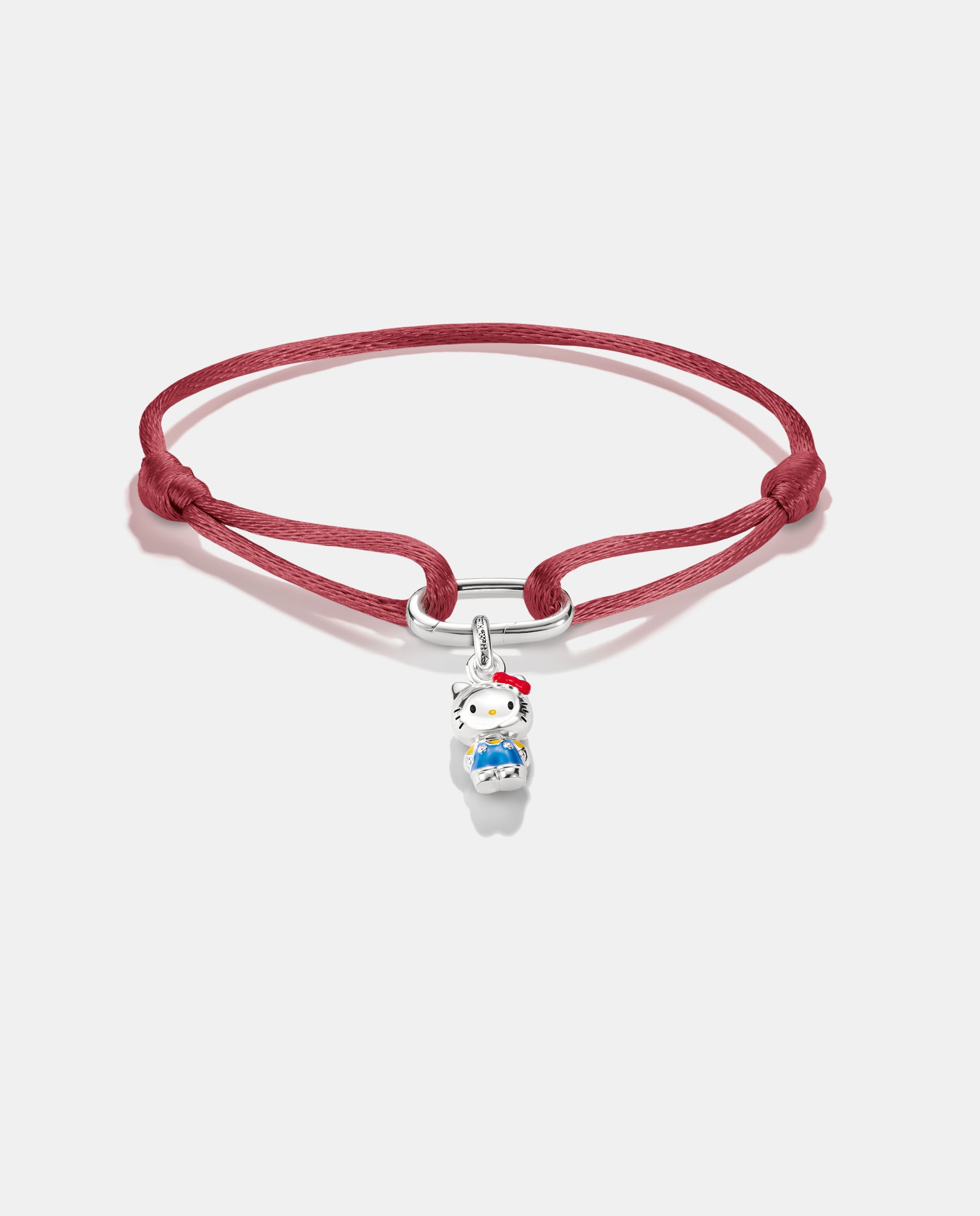 Imagen 1 de Hello kitty pulsera textil roja con charm – connect Plata