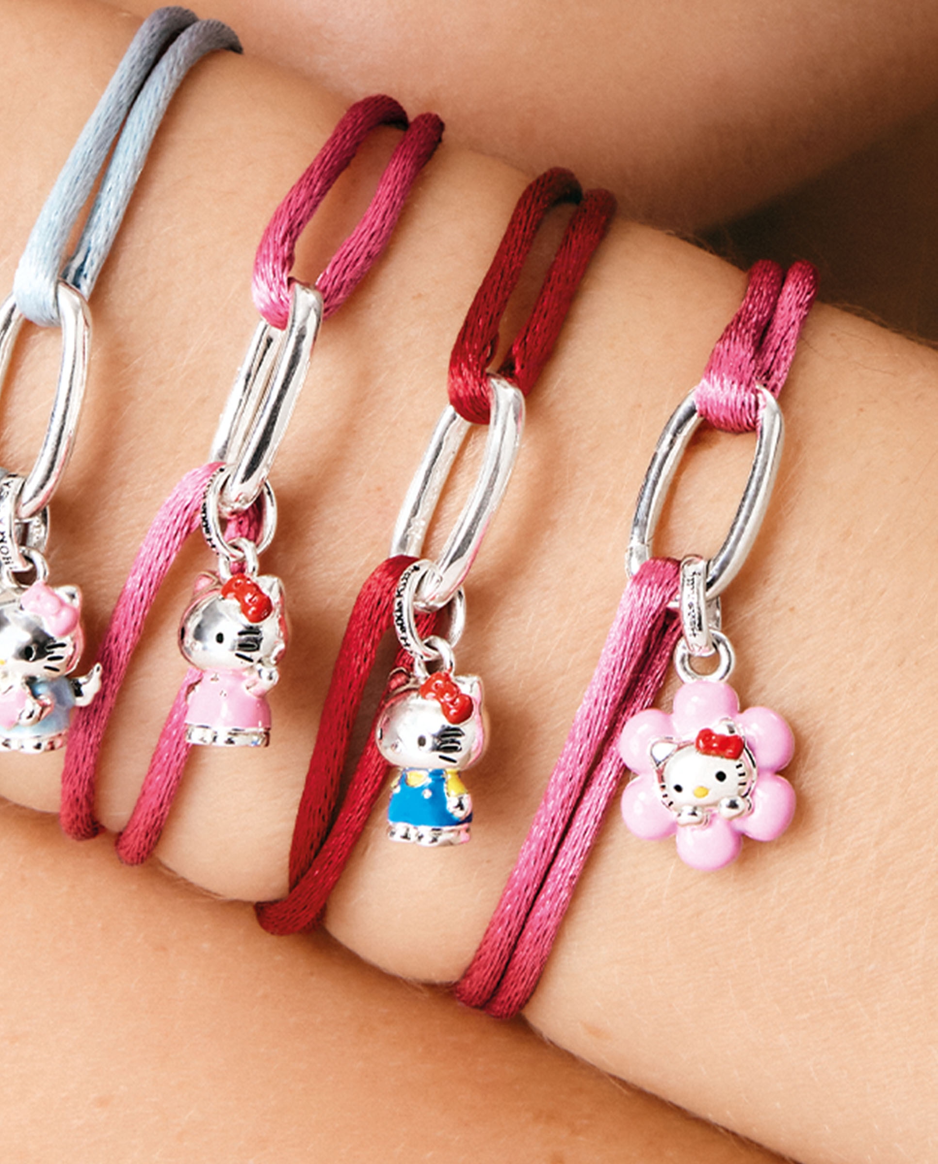 Imagen 4 de Hello kitty pulsera textil roja con charm – connect - Thomas Sabo - Plata Plata