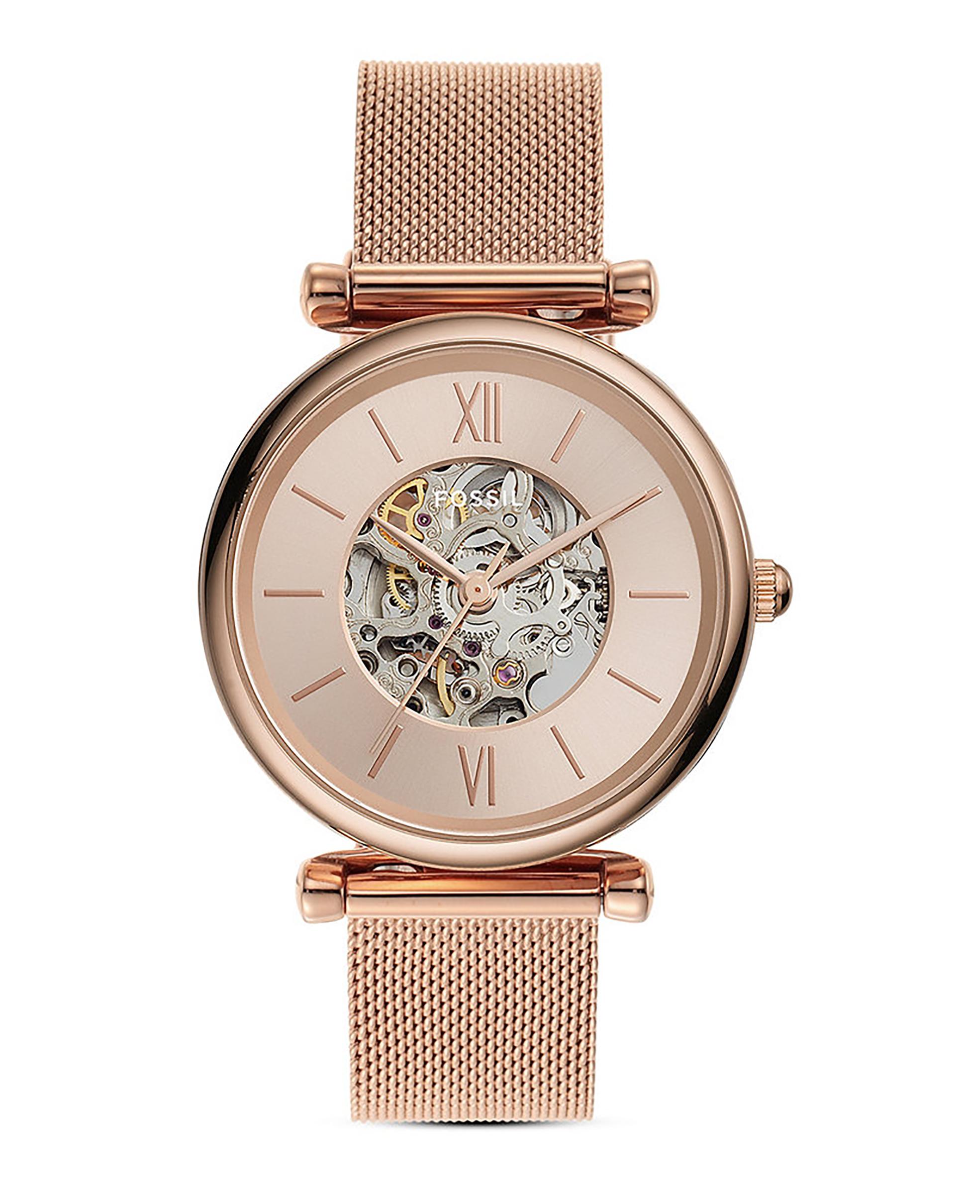 Reloj de mujer carlie me3175 automático de acero - Fossil - Rosa Rosa-7