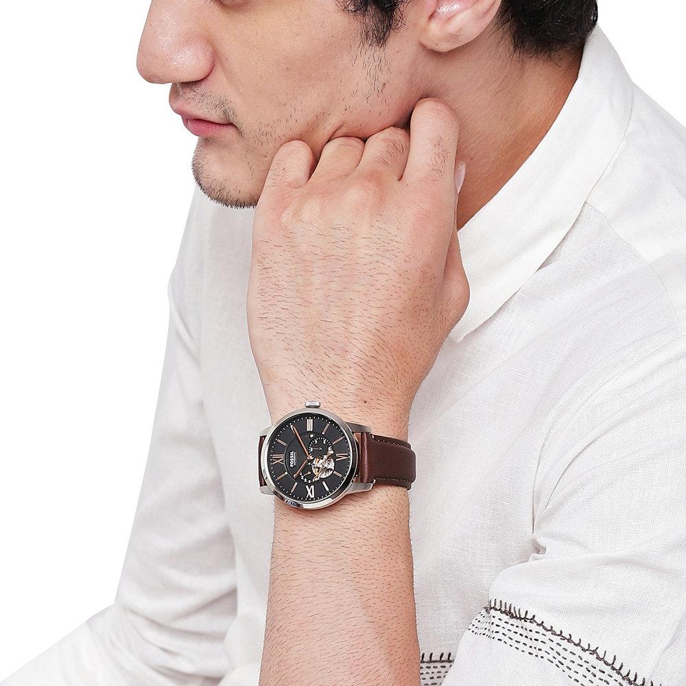 Reloj automático de hombre me3061 townsman de piel - Fossil - Plateado Plateado-4