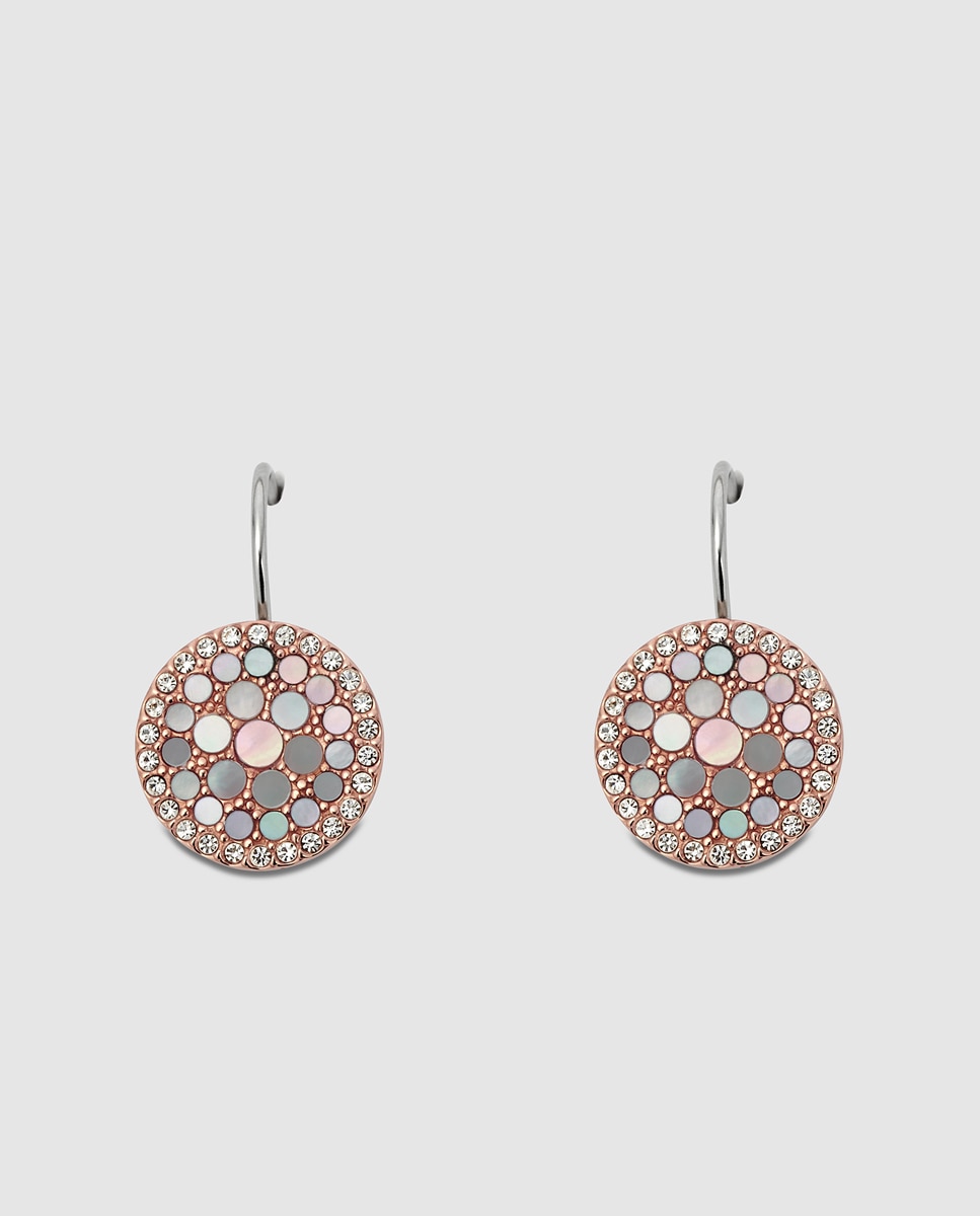 Pendientes colgantes de mujer merrit con disco de nácar - Fossil - Rosa Rosa-1