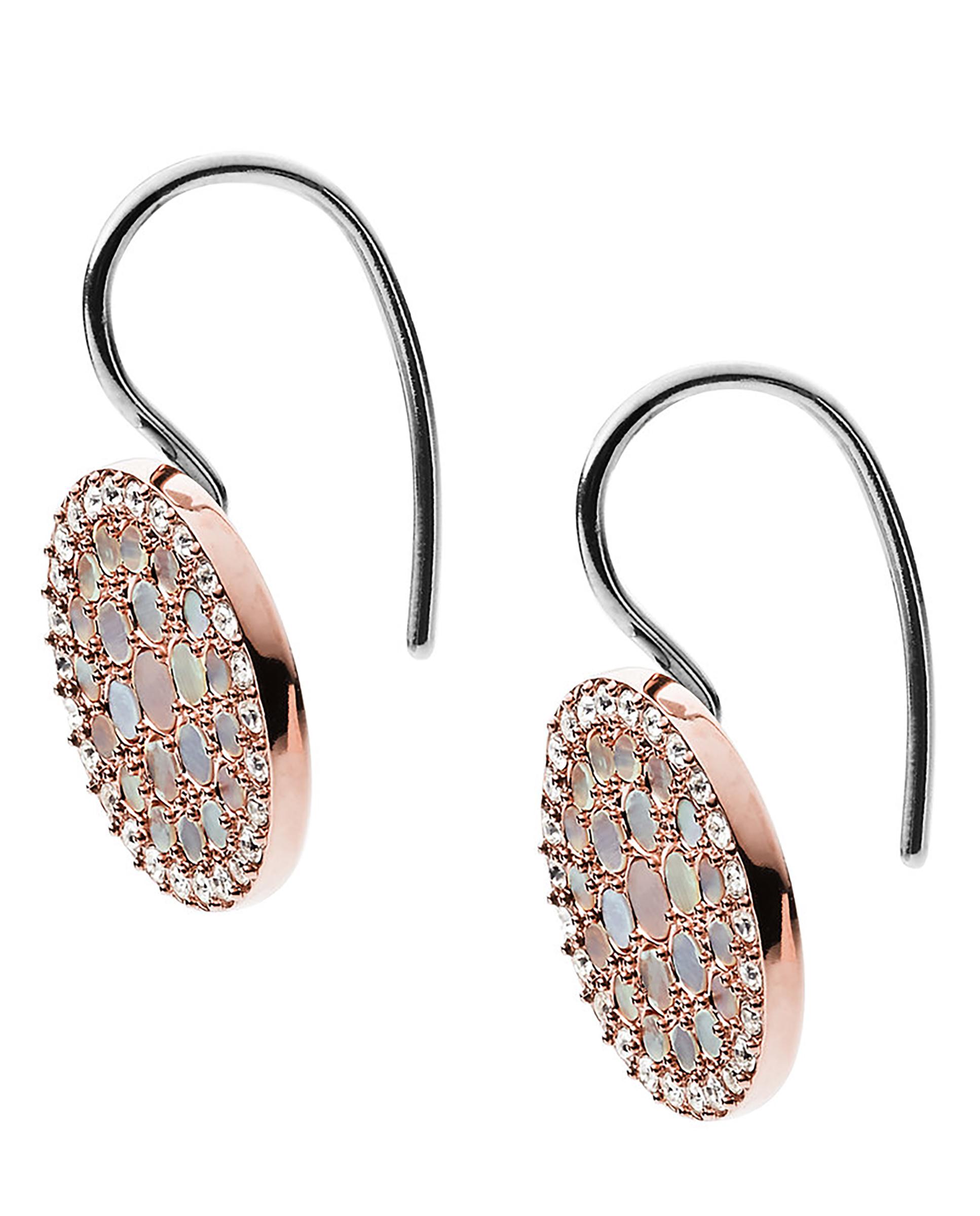 Pendientes colgantes de mujer merrit con disco de nácar - Fossil - Rosa Rosa-2