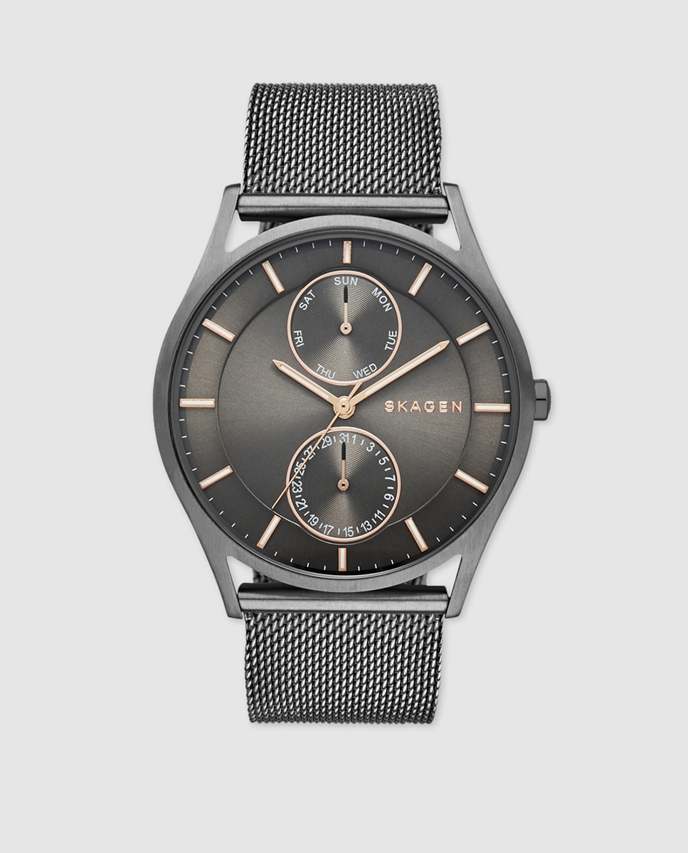 Reloj multifunción holst multifunction de malla de acero en tono carbón