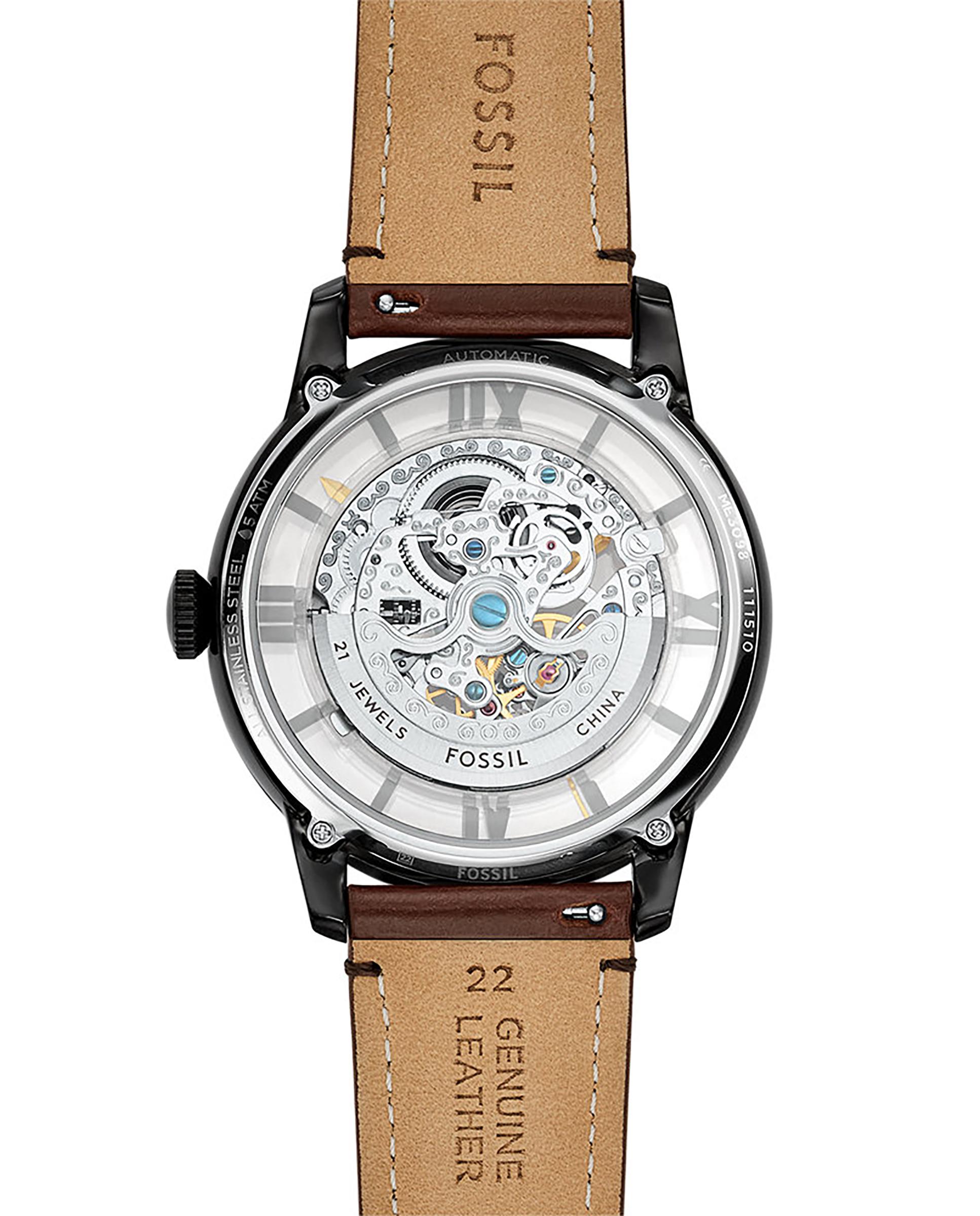 Imagen 4 de Reloj de hombre townsman me3098 automático de piel - Fossil - Marrón Marrón