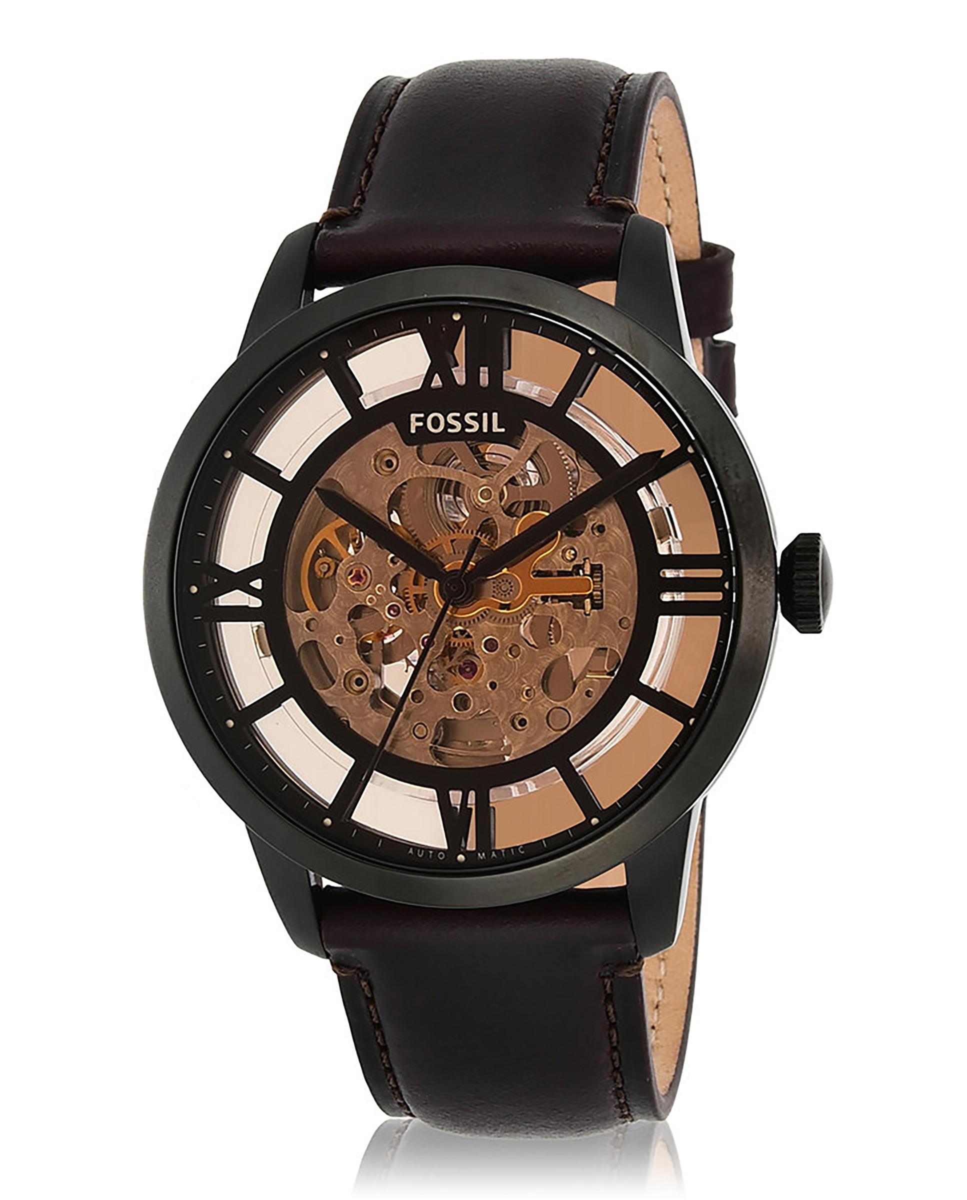 Imagen 5 de Reloj de hombre townsman me3098 automático de piel - Fossil - Marrón Marrón