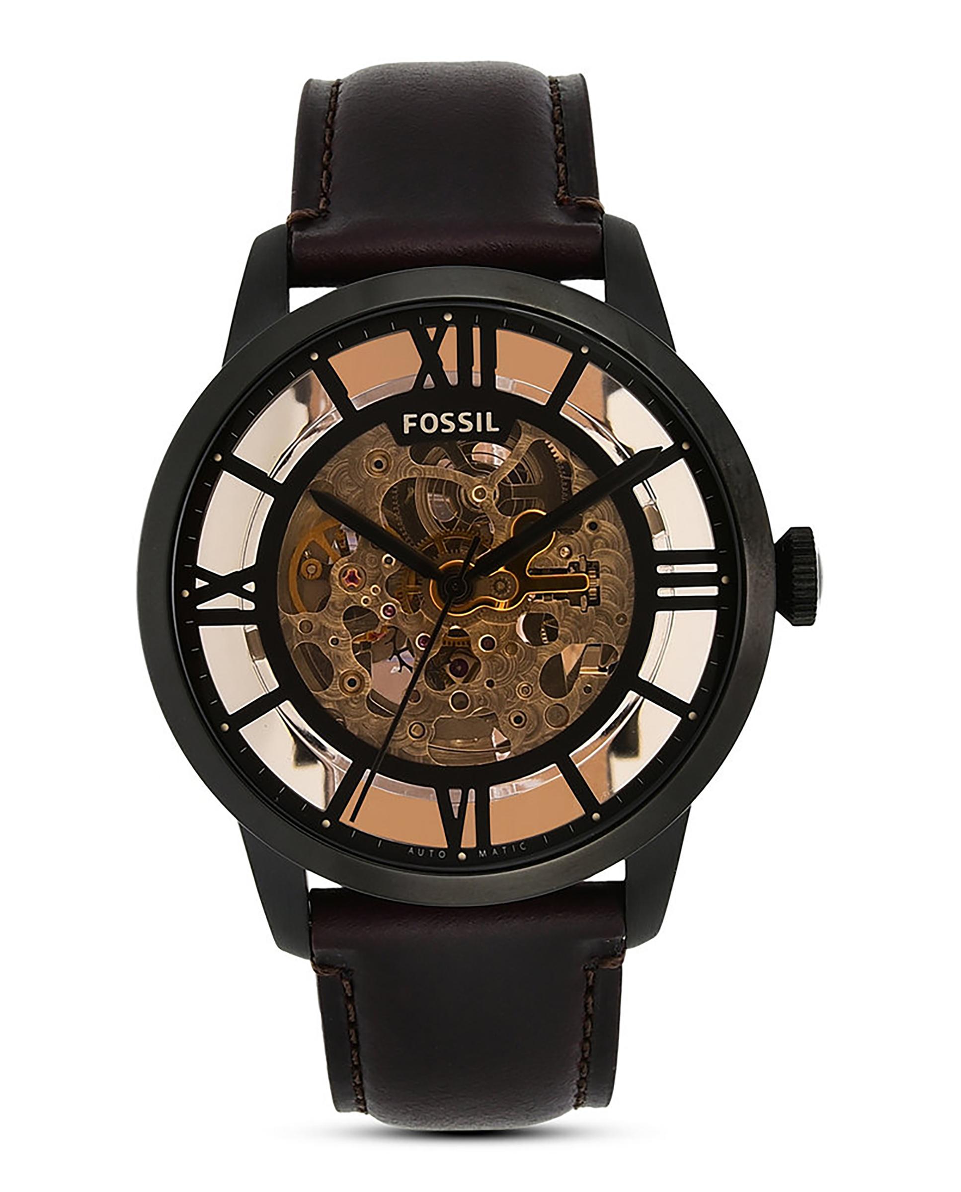 Imagen 6 de Reloj de hombre townsman me3098 automático de piel - Fossil - Marrón Marrón