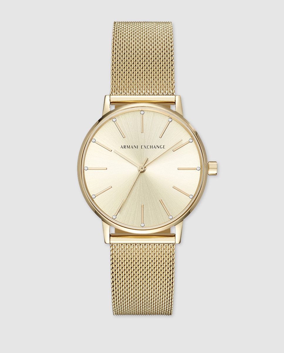 Imagen 0 de Reloj de mujer armani exchange de malla de acero inoxidable  con tres agujas Dorado