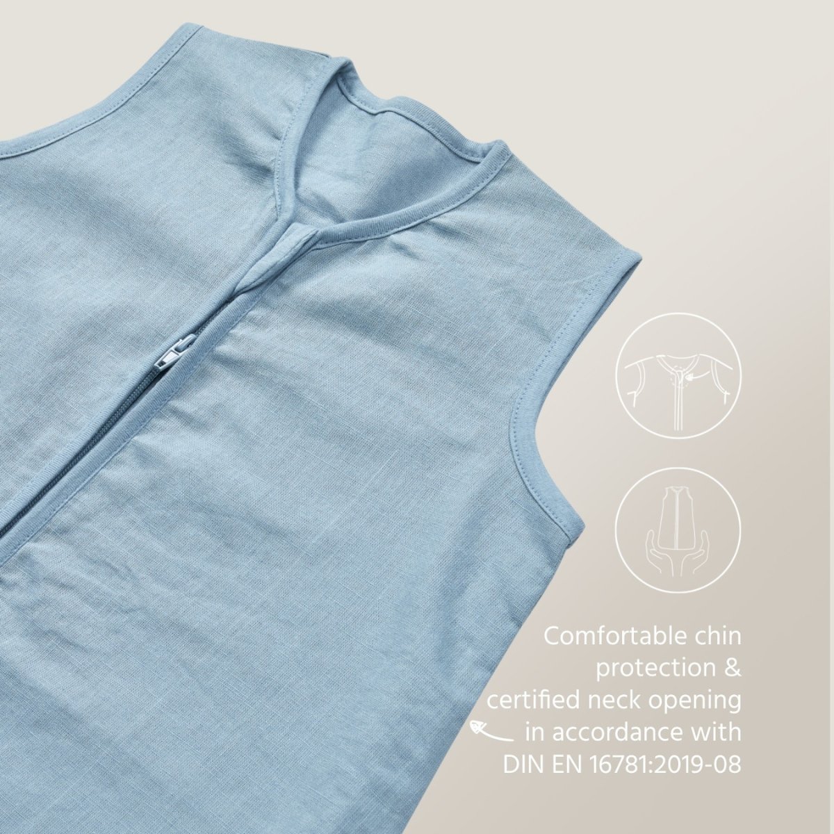 Saco dormir sin mangas lino 70cm - Azul Cielo Azul Cielo-3