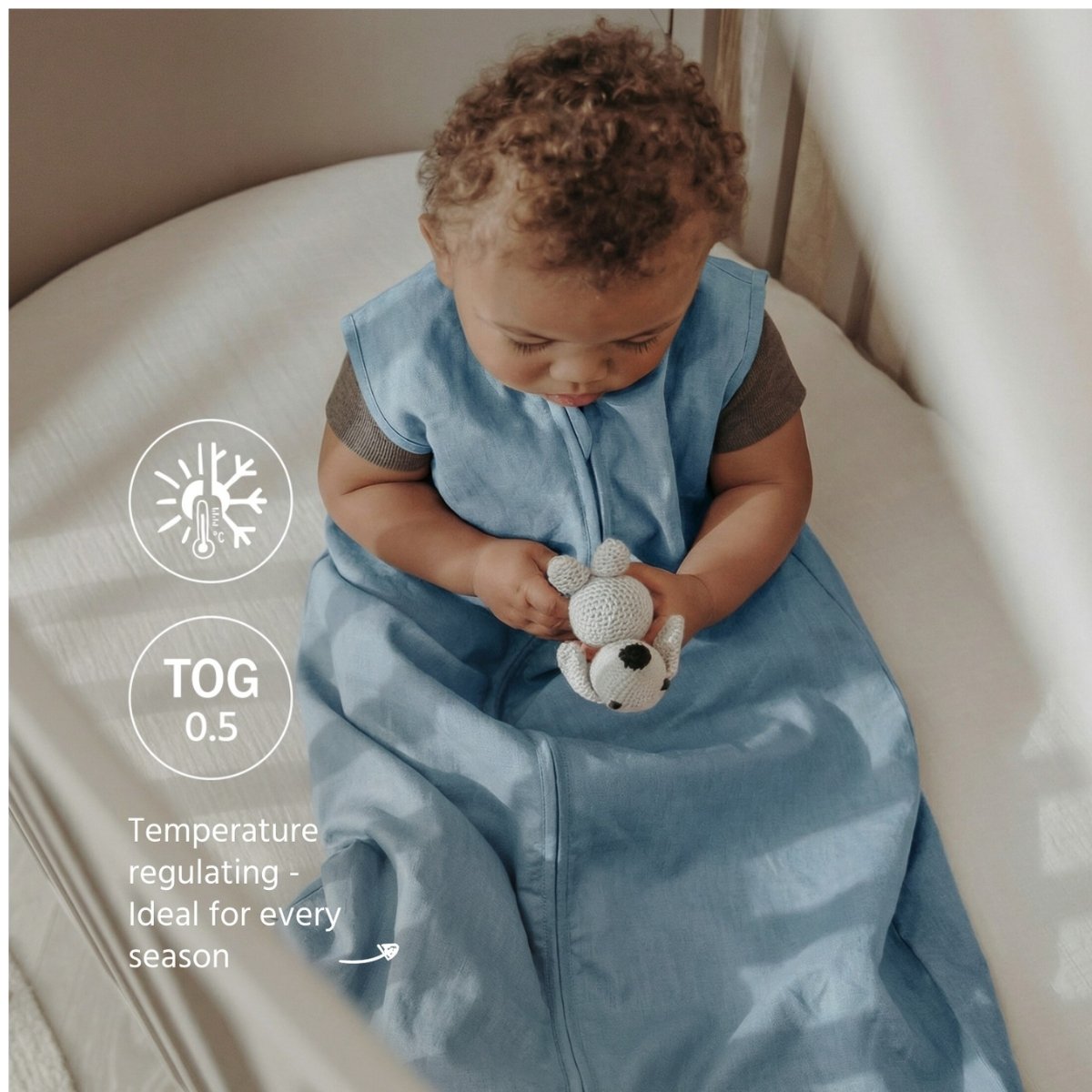 Saco dormir sin mangas lino 70cm - Azul Cielo Azul Cielo-4