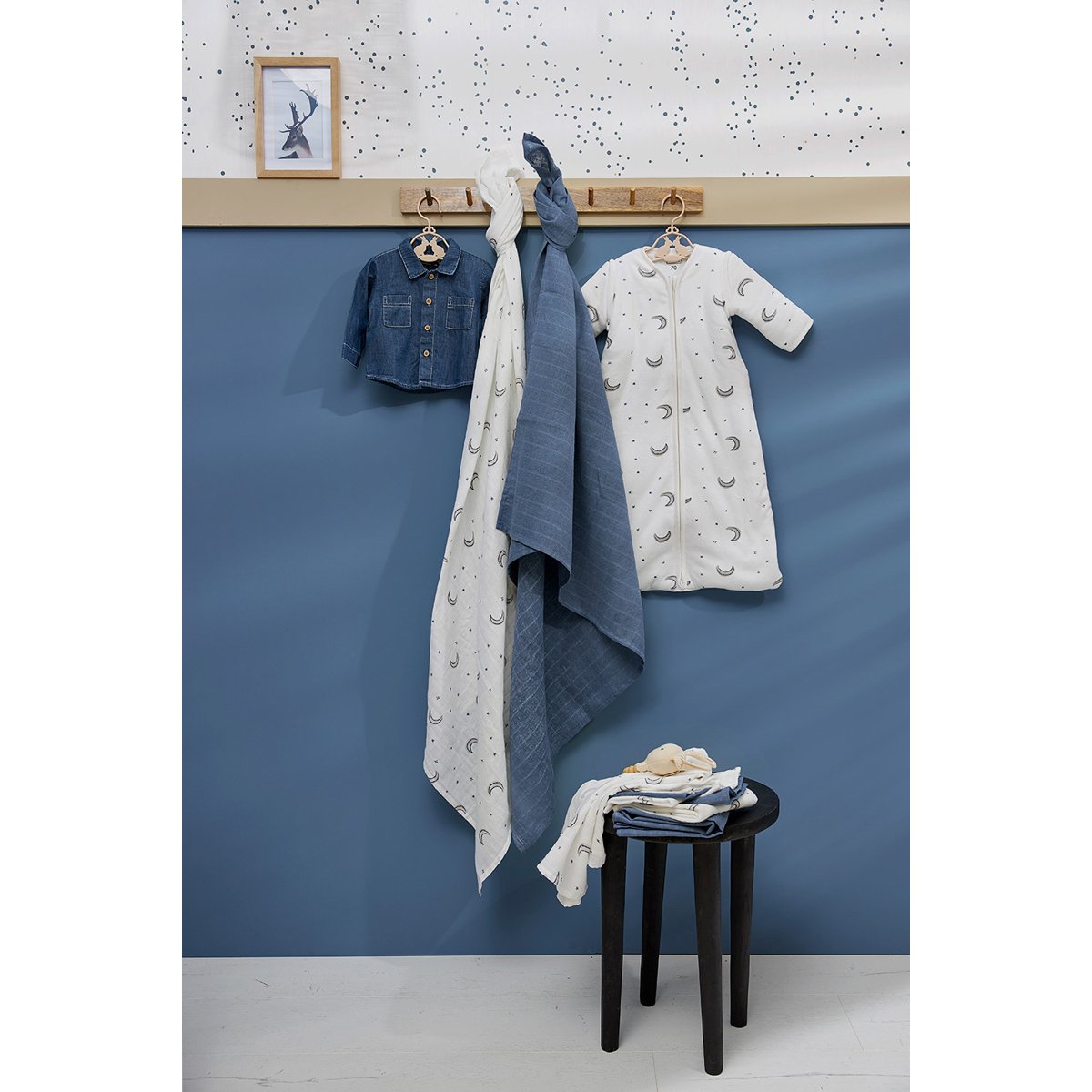 Pack de 2 muselinas estampadas Meyco 120x120 cm - Azul grisáceo Azul grisáceo-3