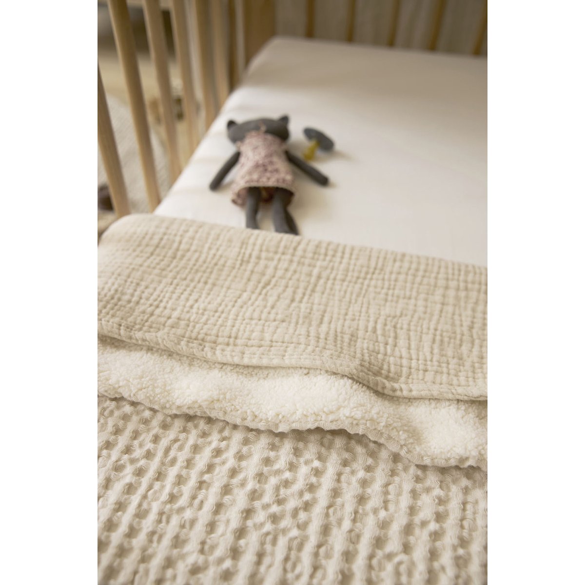 Manta minicuna moufflon 75x100 cm Meyco - Crema Crema-5