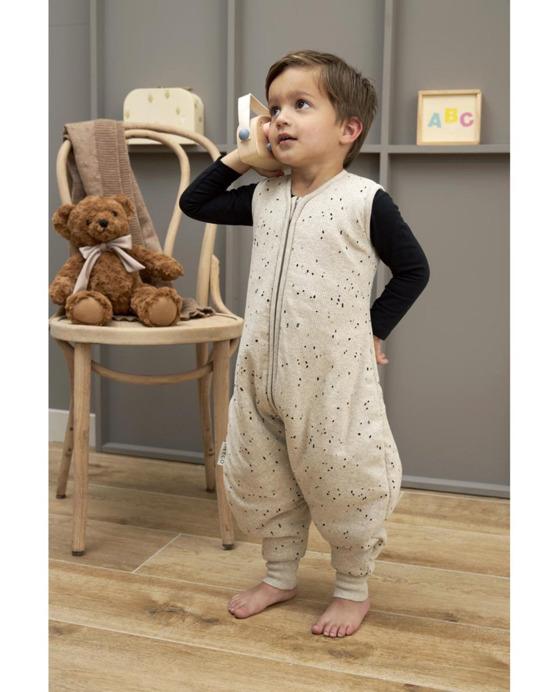 Pijama de bebé invierno canalé sin mangas - Meyco - Crudo Crudo-2