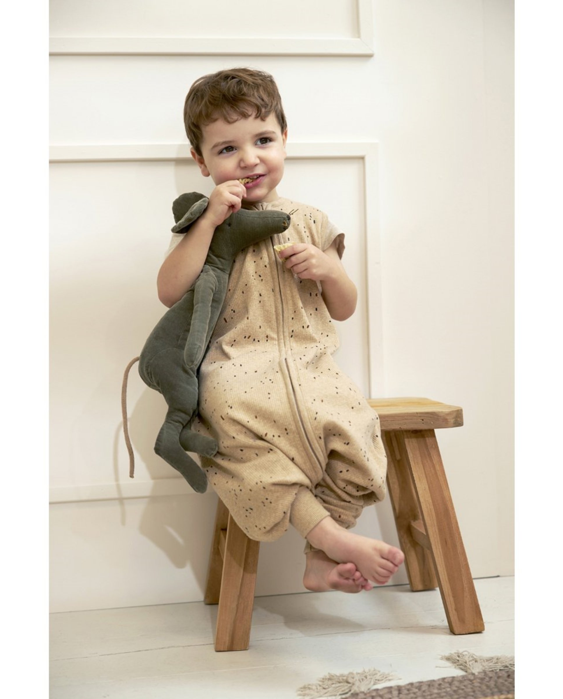 Pijama de bebé verano canalé sin mangas - Meyco - Beige Beige-3