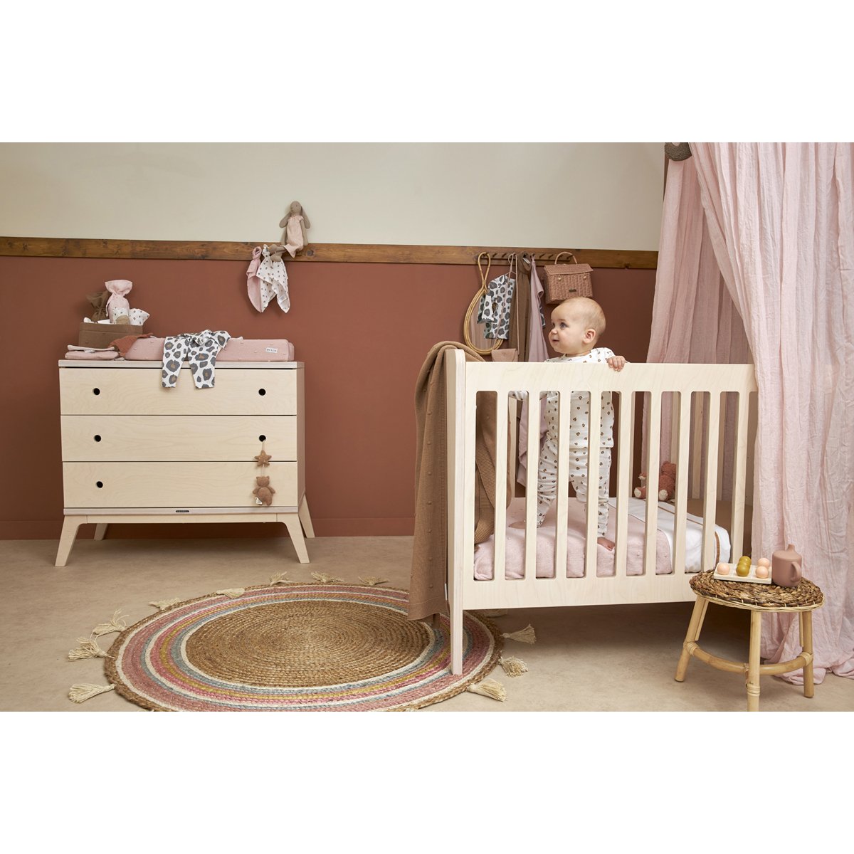 Dosel para cuna 55x240 cm Meyco liso - Rosa claro Rosa claro-2