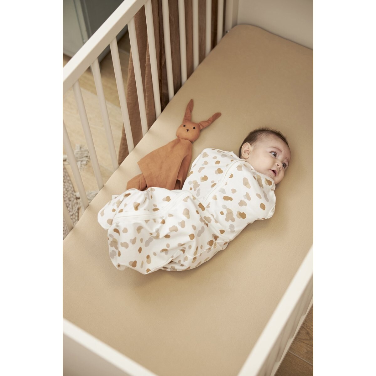 Juego sábanas bajeras ajustables cuna Meyco pack 2 60x120 cm Natural-4