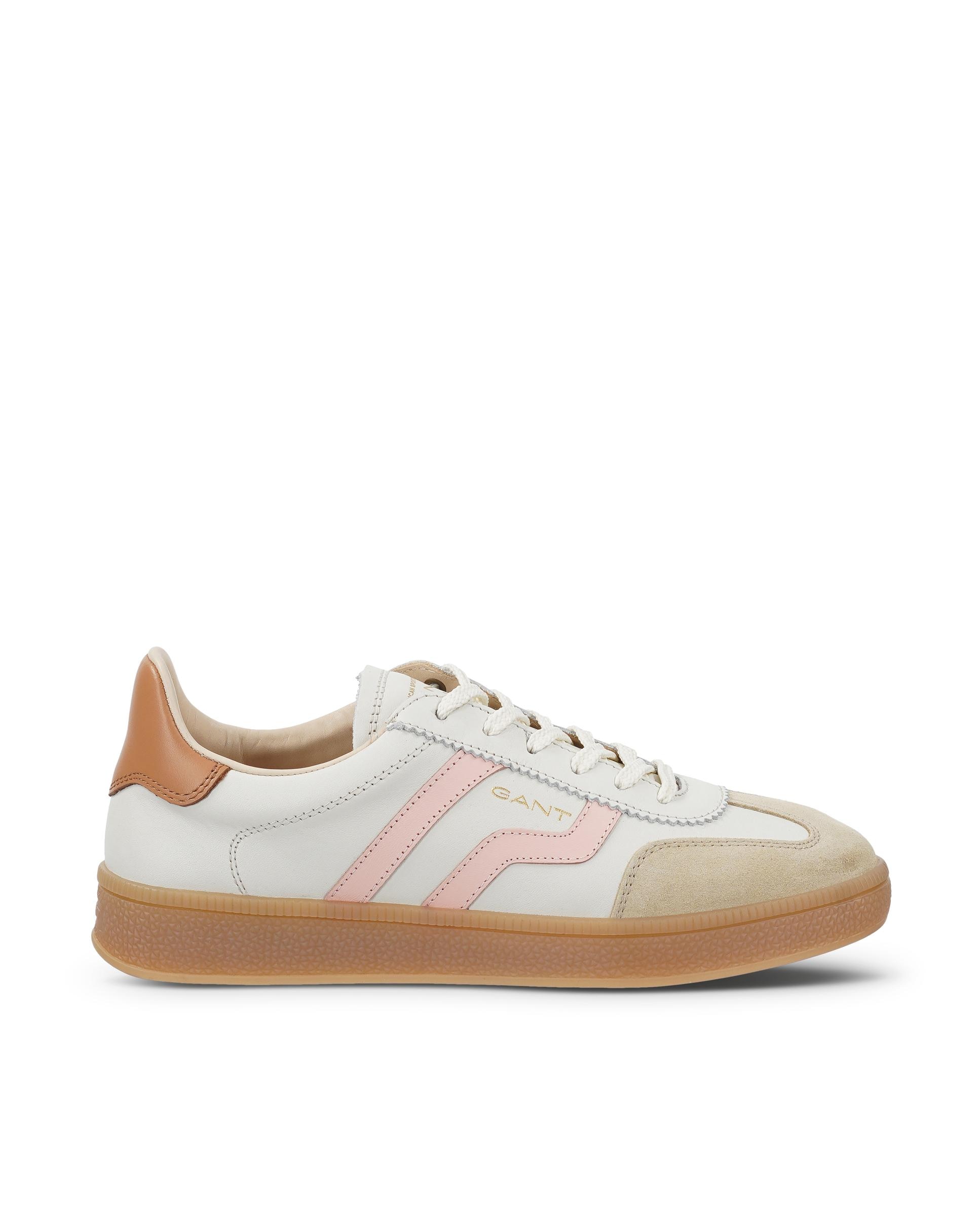 Imagen 0 de Zapatillas deportivas de mujer de piel con cordones Blanco / Rosa