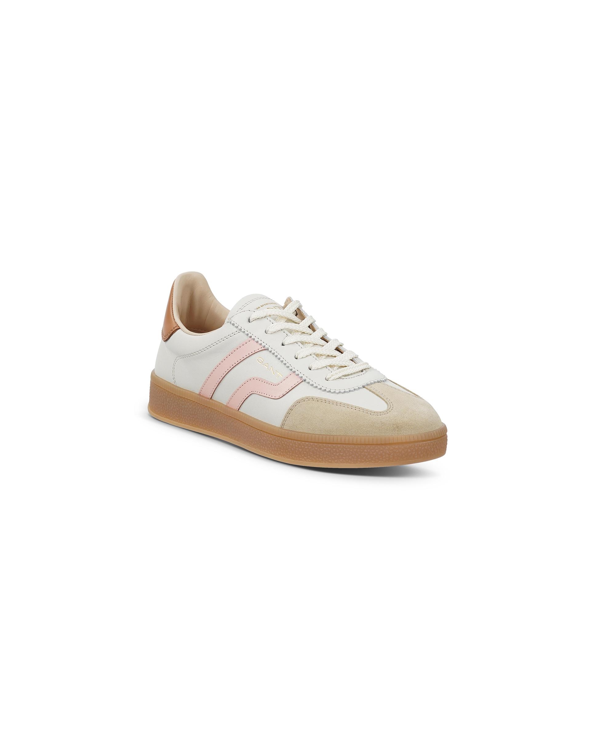 Zapatillas deportivas de mujer de piel con cordones - Gant - Blanco / Rosa Blanco / Rosa-2