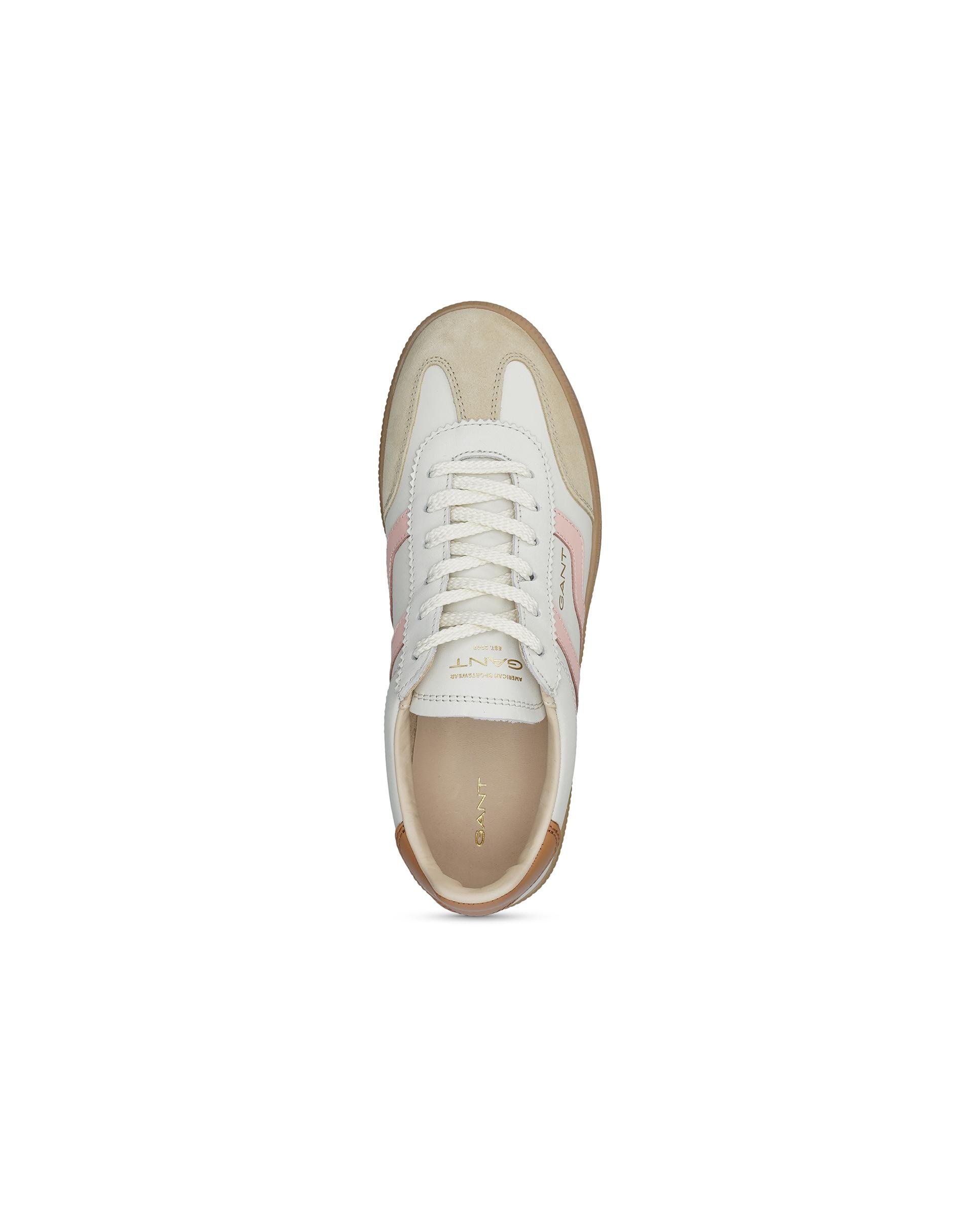 Zapatillas deportivas de mujer de piel con cordones - Gant - Blanco / Rosa Blanco / Rosa-4