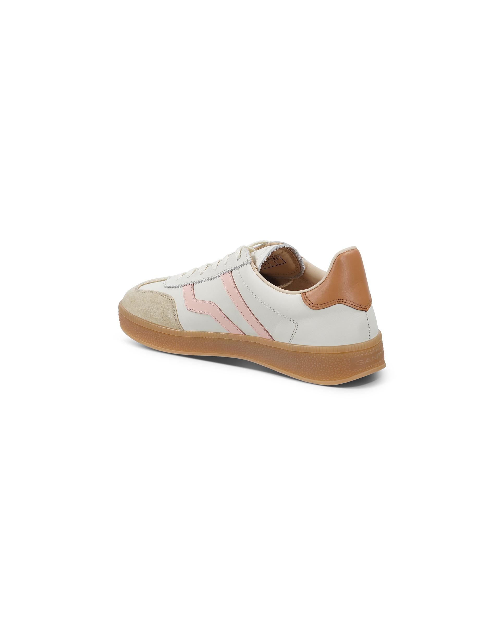 Zapatillas deportivas de mujer de piel con cordones - Gant - Blanco / Rosa Blanco / Rosa-5