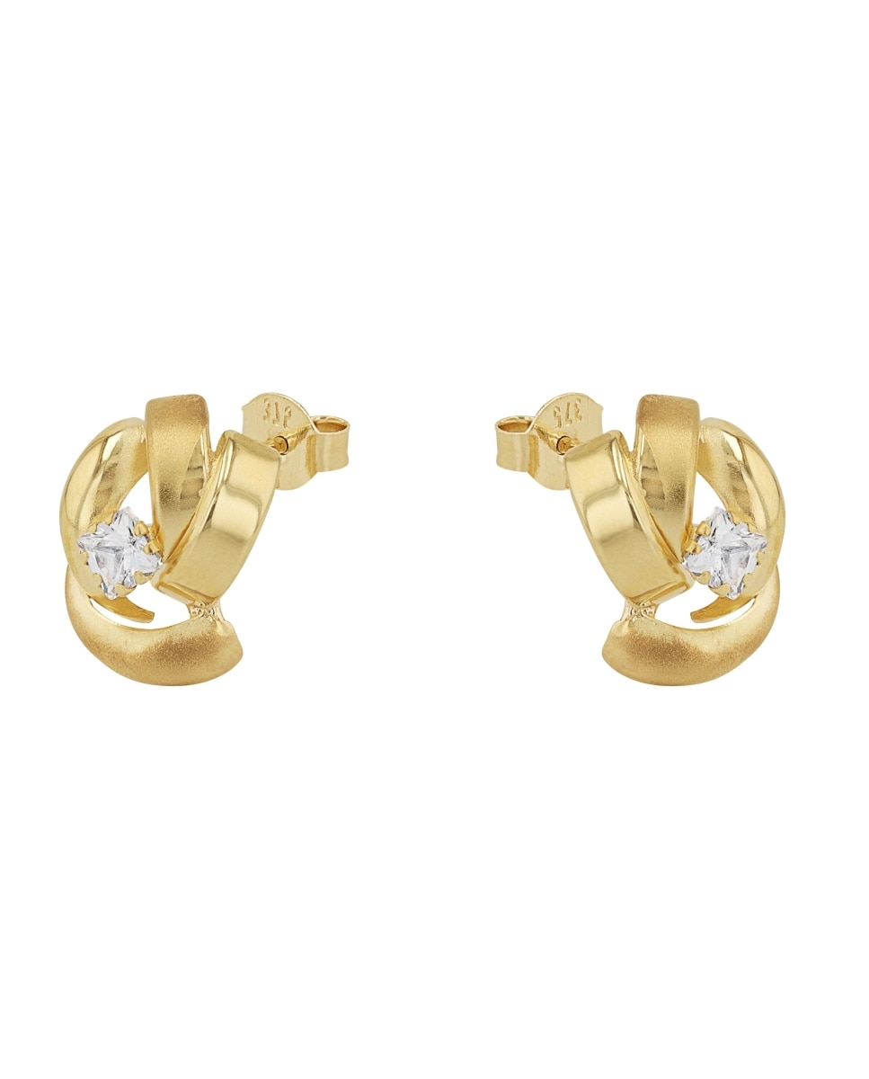 Pendiente de botón de oro 9ct y circonita sintética - Amor - Oro Oro-4
