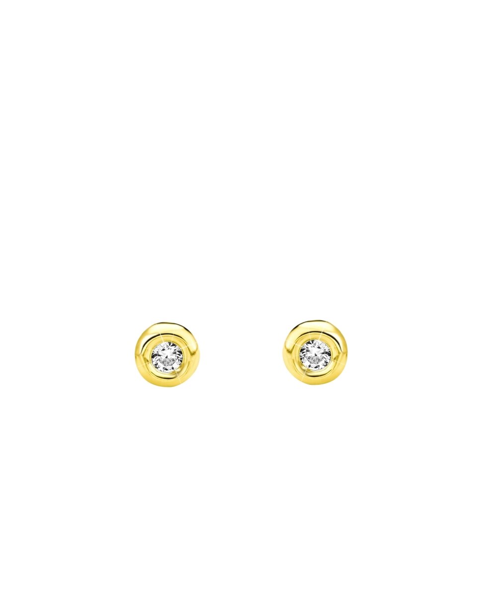 Pendiente de botón de 9ct y circonita cúbica - Amor - Oro Oro-3