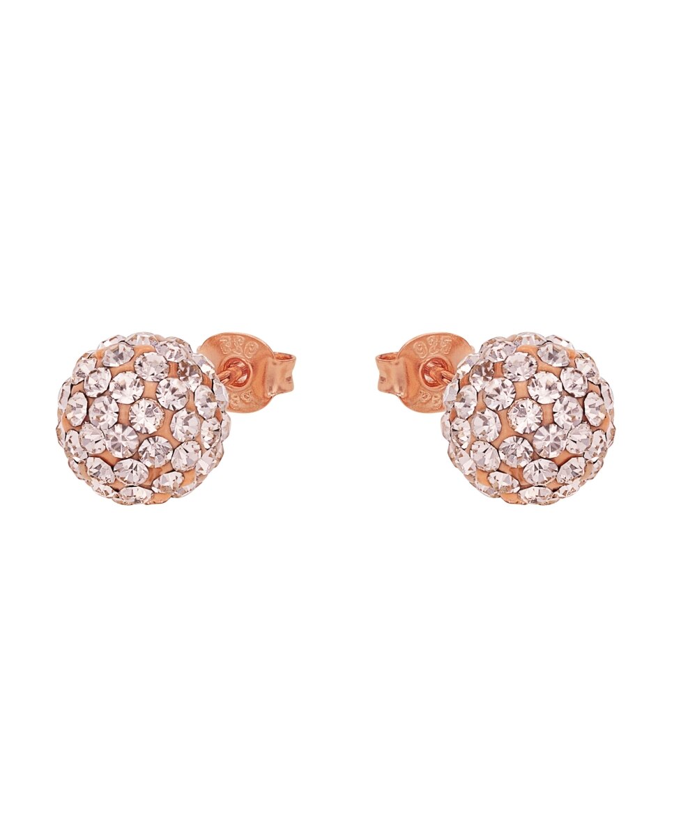 Pendientes de botóncon piedra de plata de ley 925 y cristal - Amor - Oro Oro-4