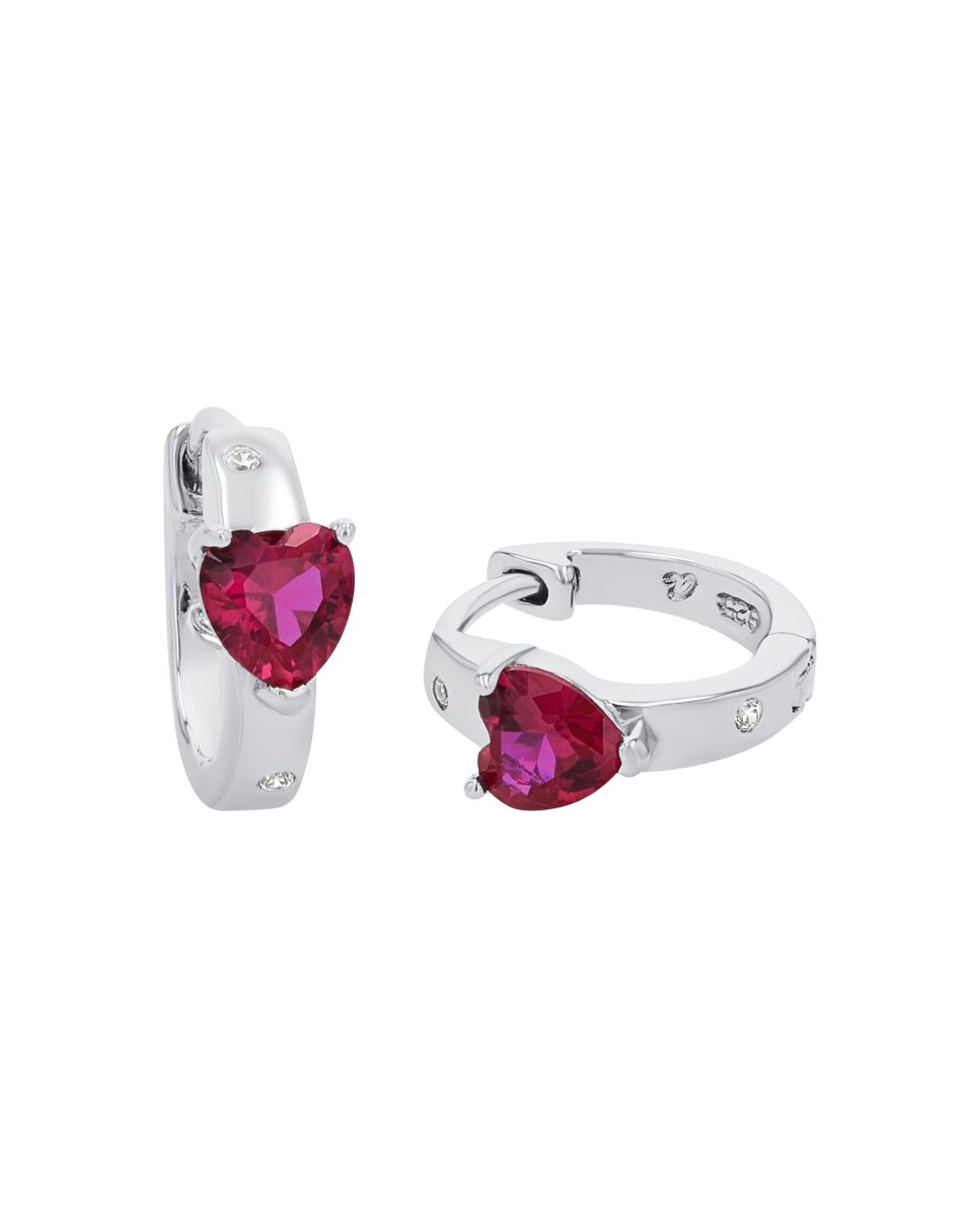 Pendiente Amor de plata 925 Corazón - Rosa Rosa-1