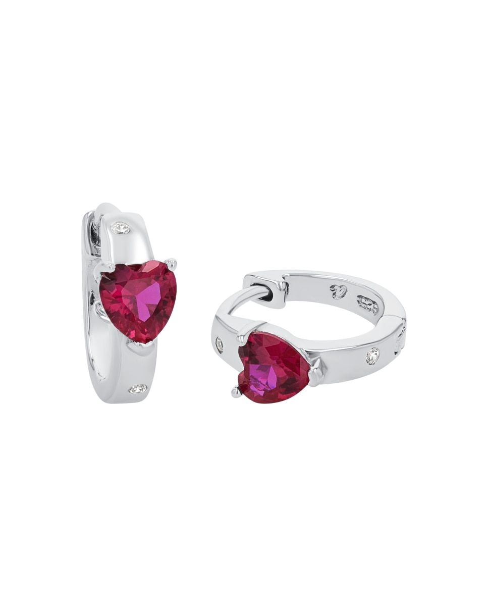 Pendiente Amor de plata 925 Corazón - Rosa Rosa-2