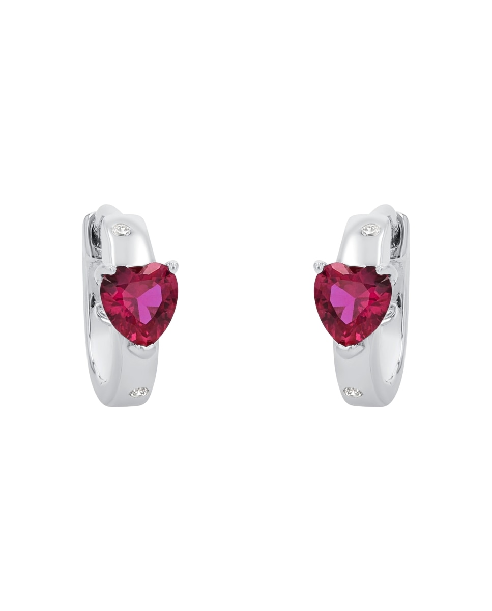 Pendiente Amor de plata 925 Corazón - Rosa Rosa-3