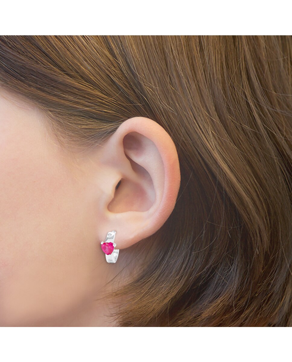Pendiente Amor de plata 925 Corazón - Rosa Rosa-5