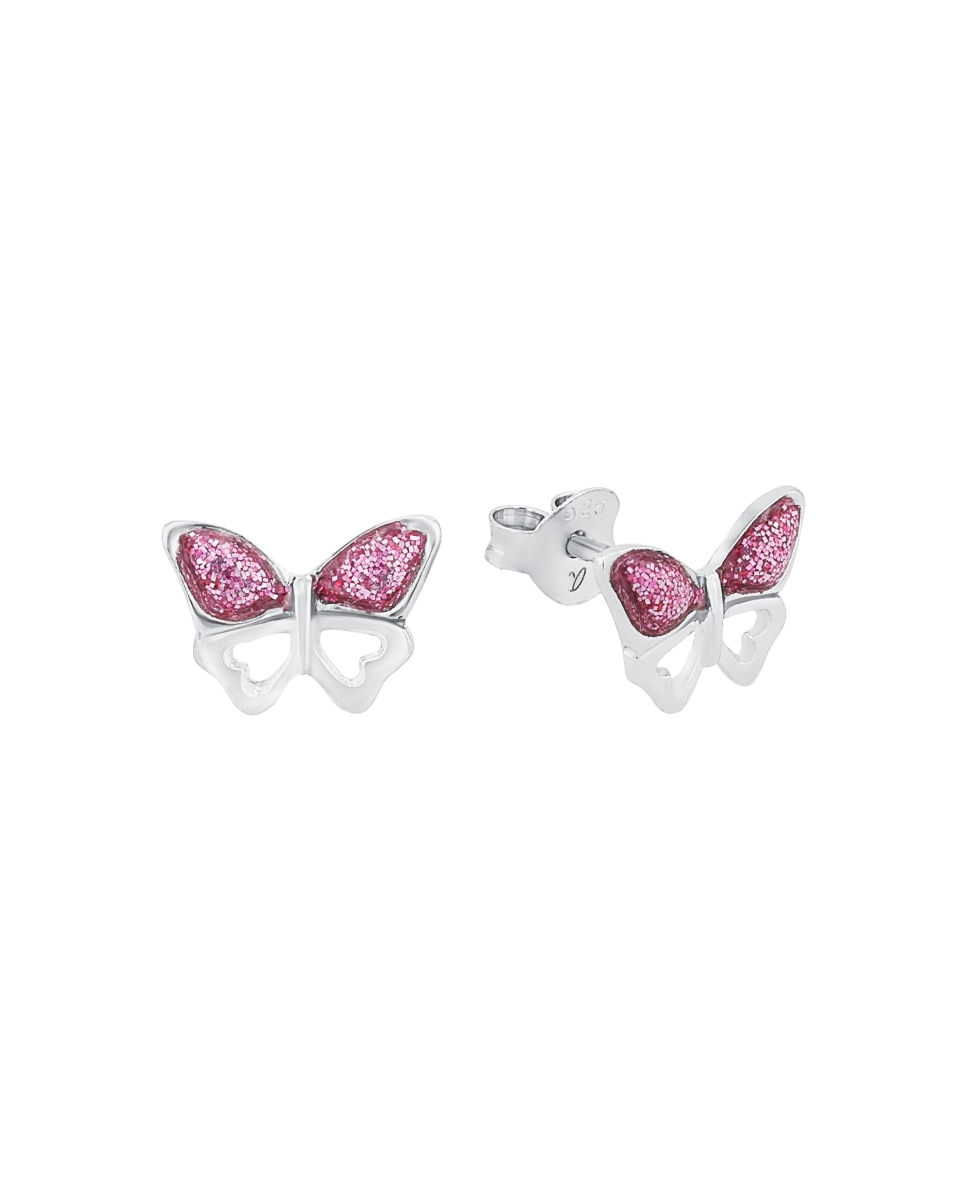 Pendiente Amor de plata 925 Mariposa - Rosa Rosa-1