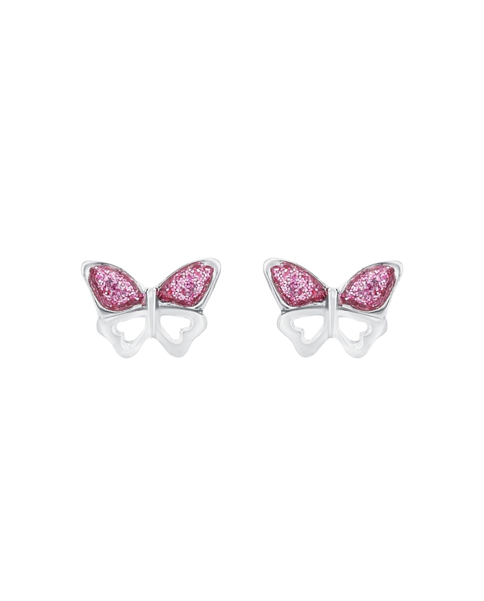 Pendiente Amor de plata 925 Mariposa - Rosa Rosa-3