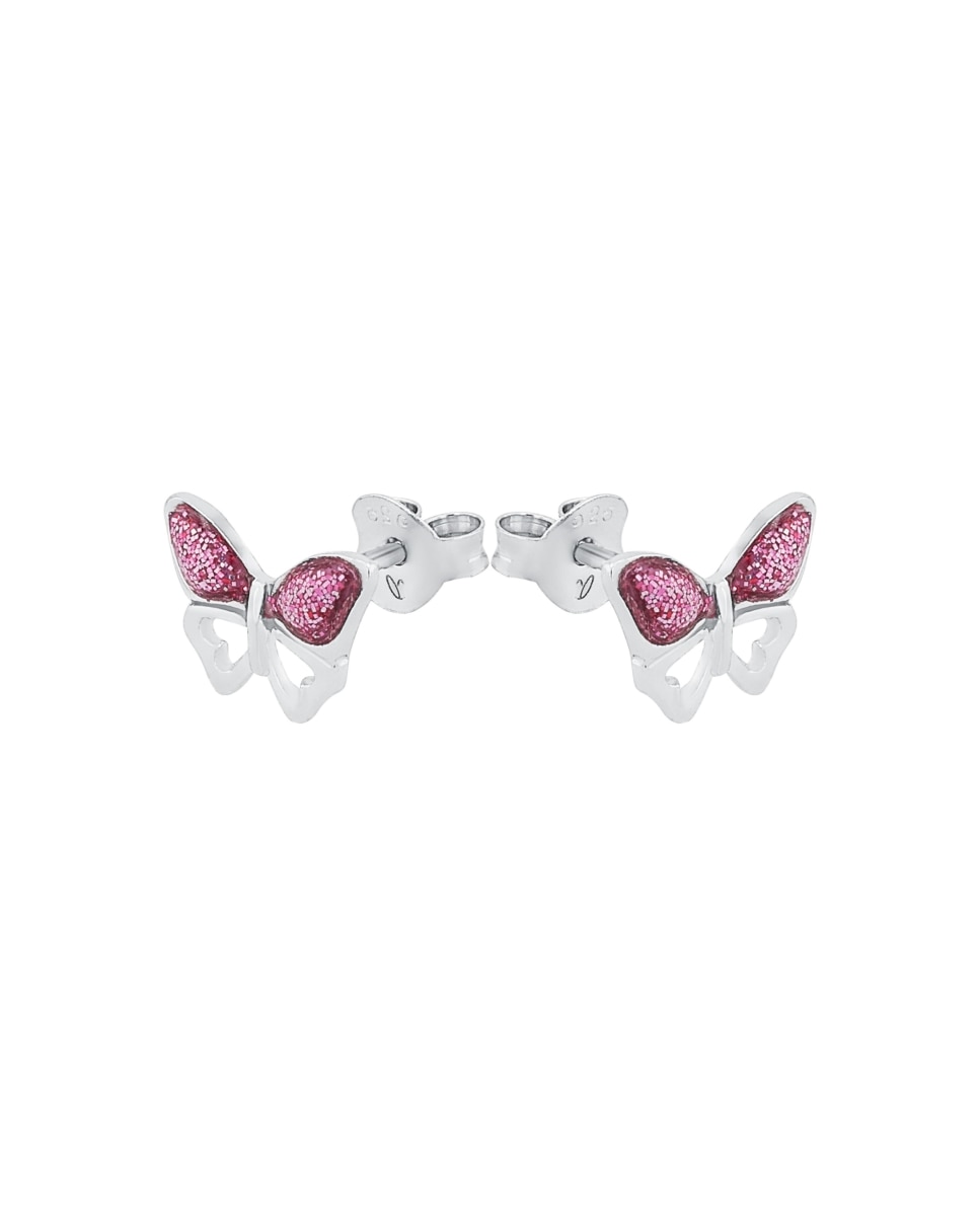 Pendiente Amor de plata 925 Mariposa - Rosa Rosa-4