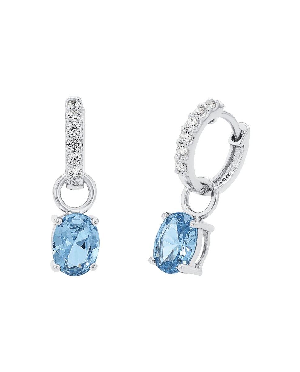 Pendientes de aro con charm de plata de ley 925 y circonita sintética Plata-2