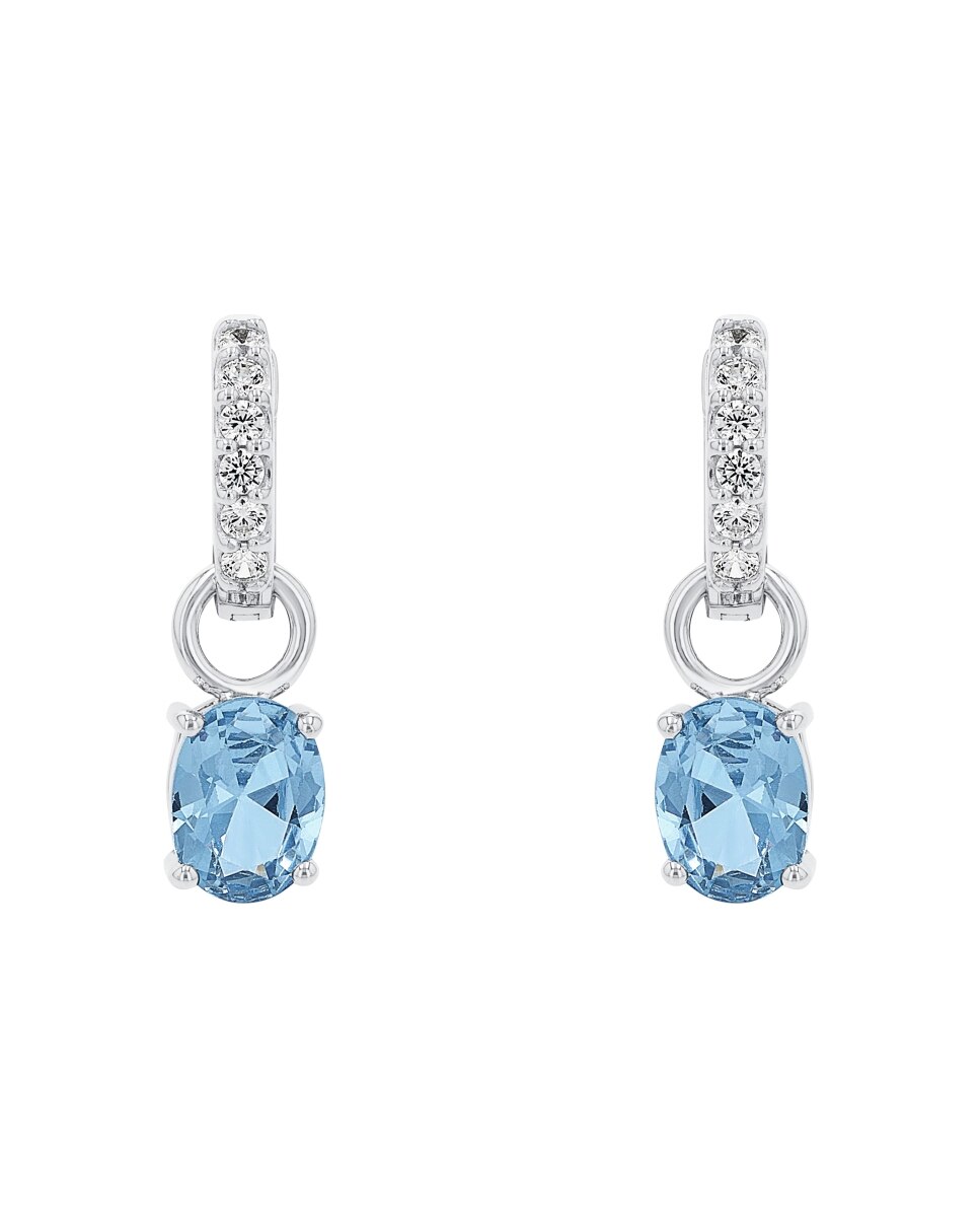Pendientes de aro con charm de plata de ley 925 y circonita sintética Plata-3