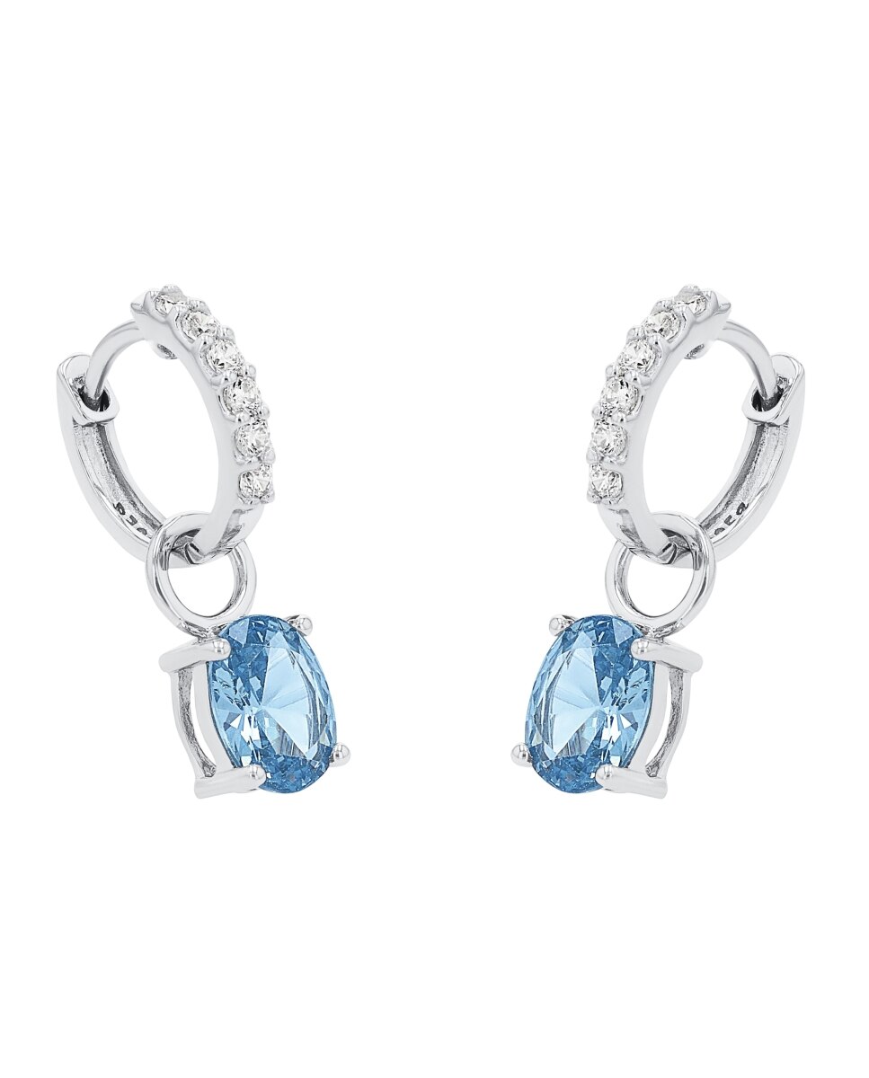 Pendientes de aro con charm de plata de ley 925 y circonita sintética Plata-4