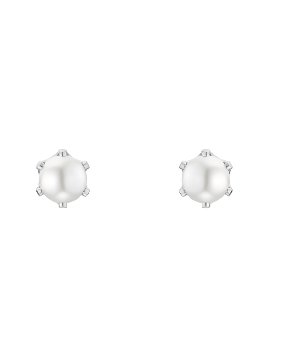 Pendientes de botóncon piedra para niñas plata de ley 925 y perla de cera - Amor - Plata Plata-3