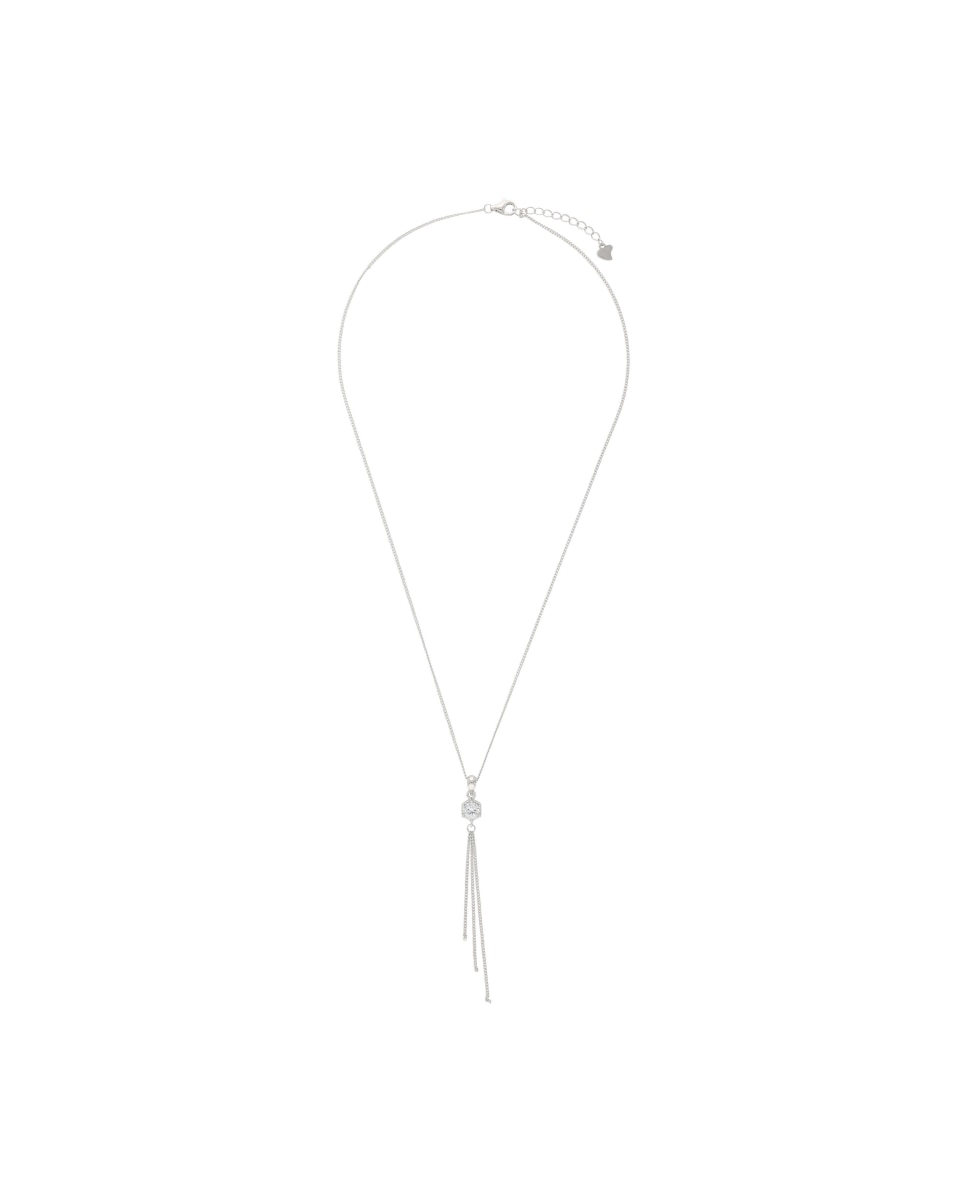 Cadena con colgante de plata de ley 925 y circonita sintética - Amor - Plata Plata-3