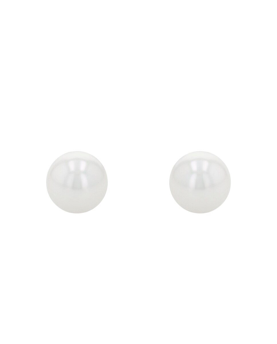 Pendientes de botóncon piedra de de ley 925 y perla encerada - Amor - Plata Plata-3