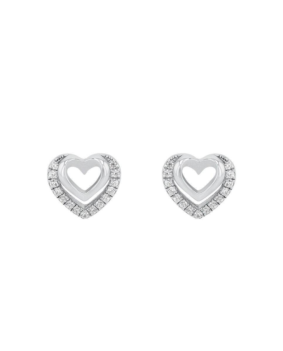 Pendientes de botón de de ley 925 y circonita sintética con corazón - Amor - Plata Plata-3