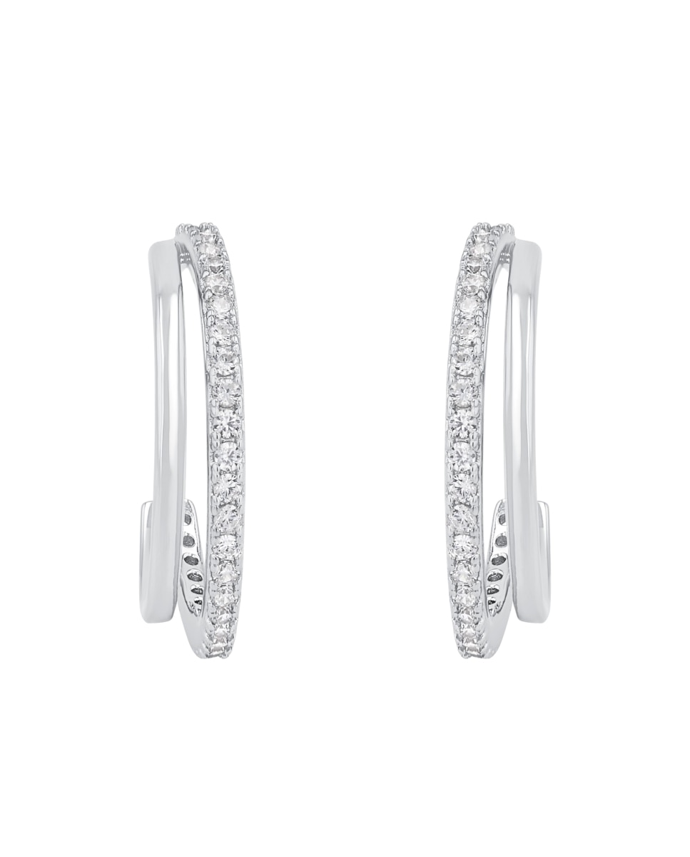 Pendientes de botón de plata de ley 925 y circonita sintética - Amor - Plata Plata-3