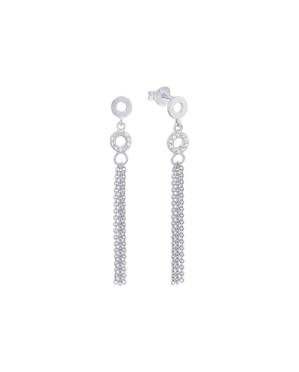 Pendientes colgante de plata de ley 925 y circonita sintética - Amor - Plata Plata-1