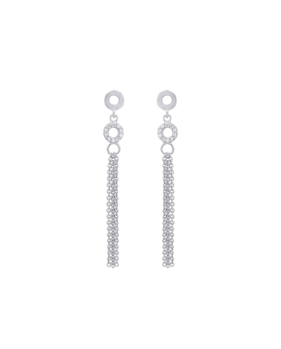Pendientes colgante de plata de ley 925 y circonita sintética - Amor - Plata Plata-3