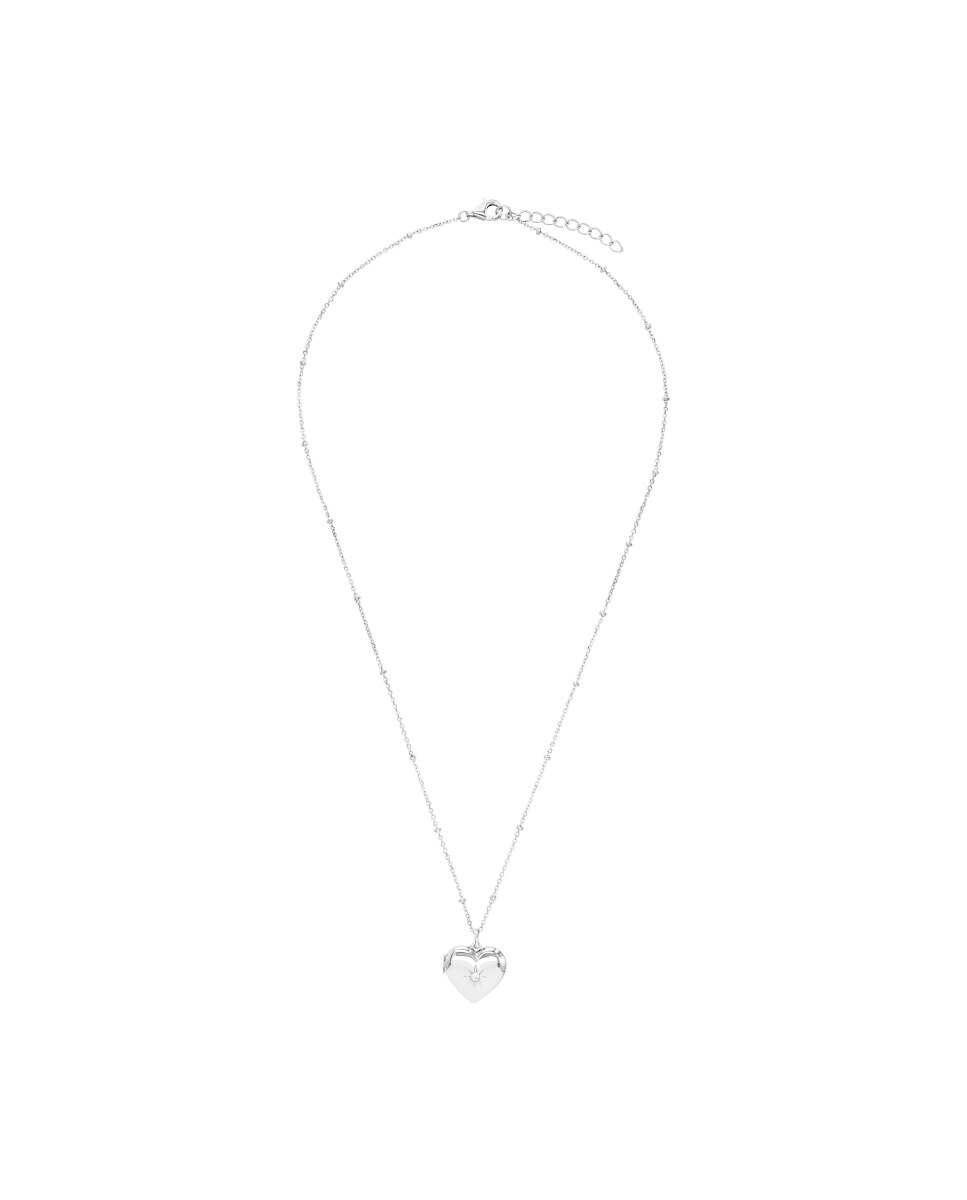 Cadena con colgante de de ley 925 y circonita sintética con corazón - Amor - Plata Plata-3