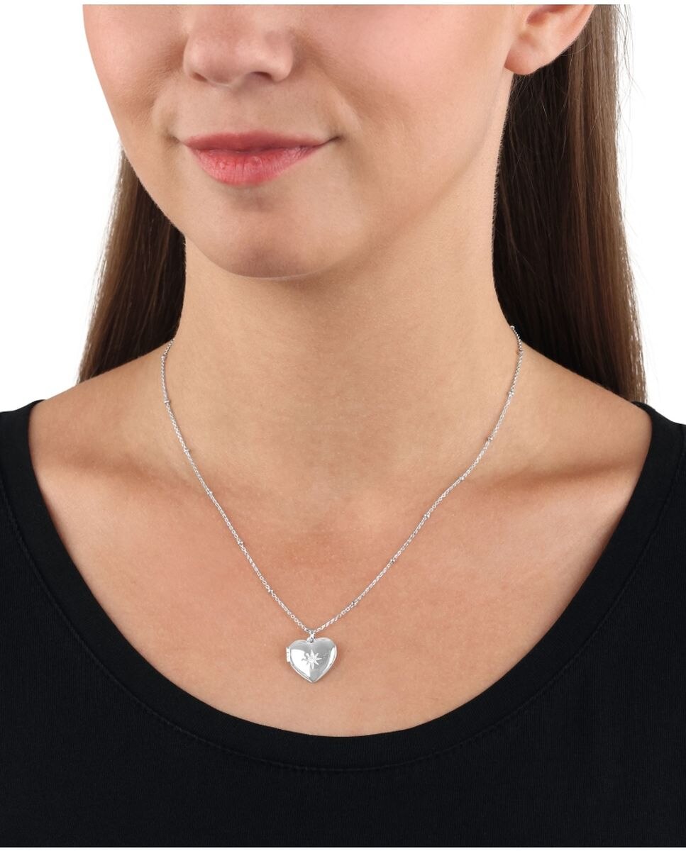 Cadena con colgante de de ley 925 y circonita sintética con corazón - Amor - Plata Plata-5