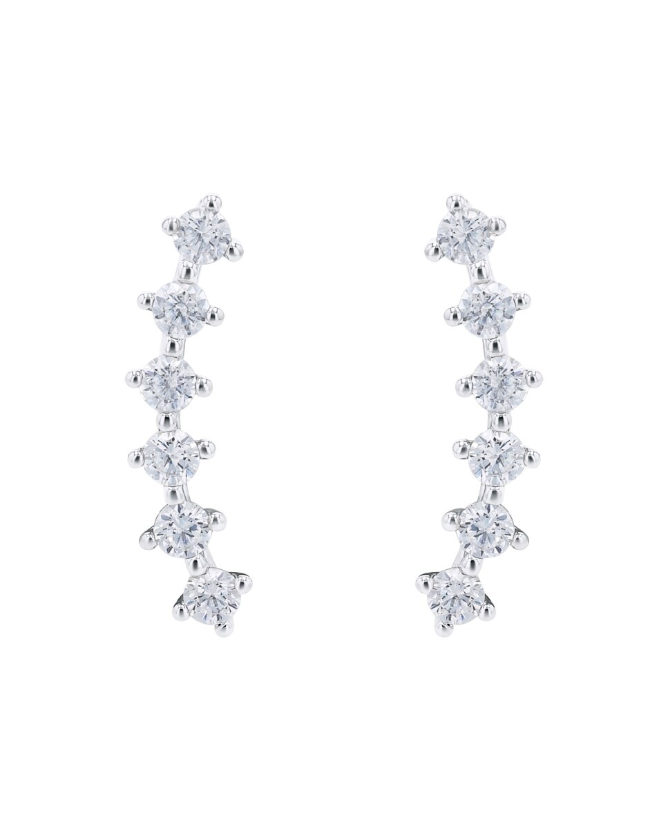 Pendientes de botón de plata de ley 925 y circonita sintética - Amor - Plata Plata-3